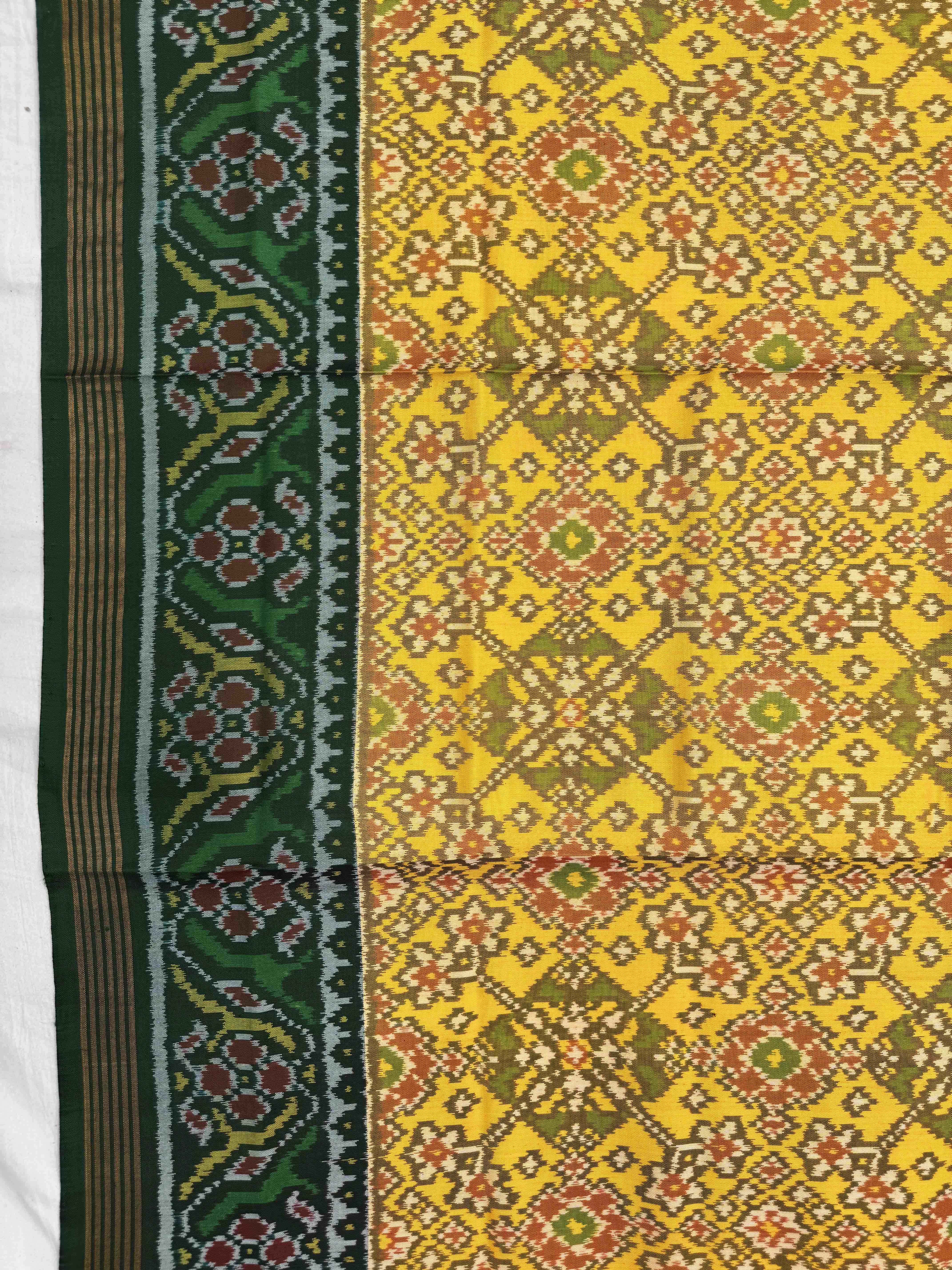 Yellow Navratan Ganga Jamuna Semi Double Ikat Patola Dupatta