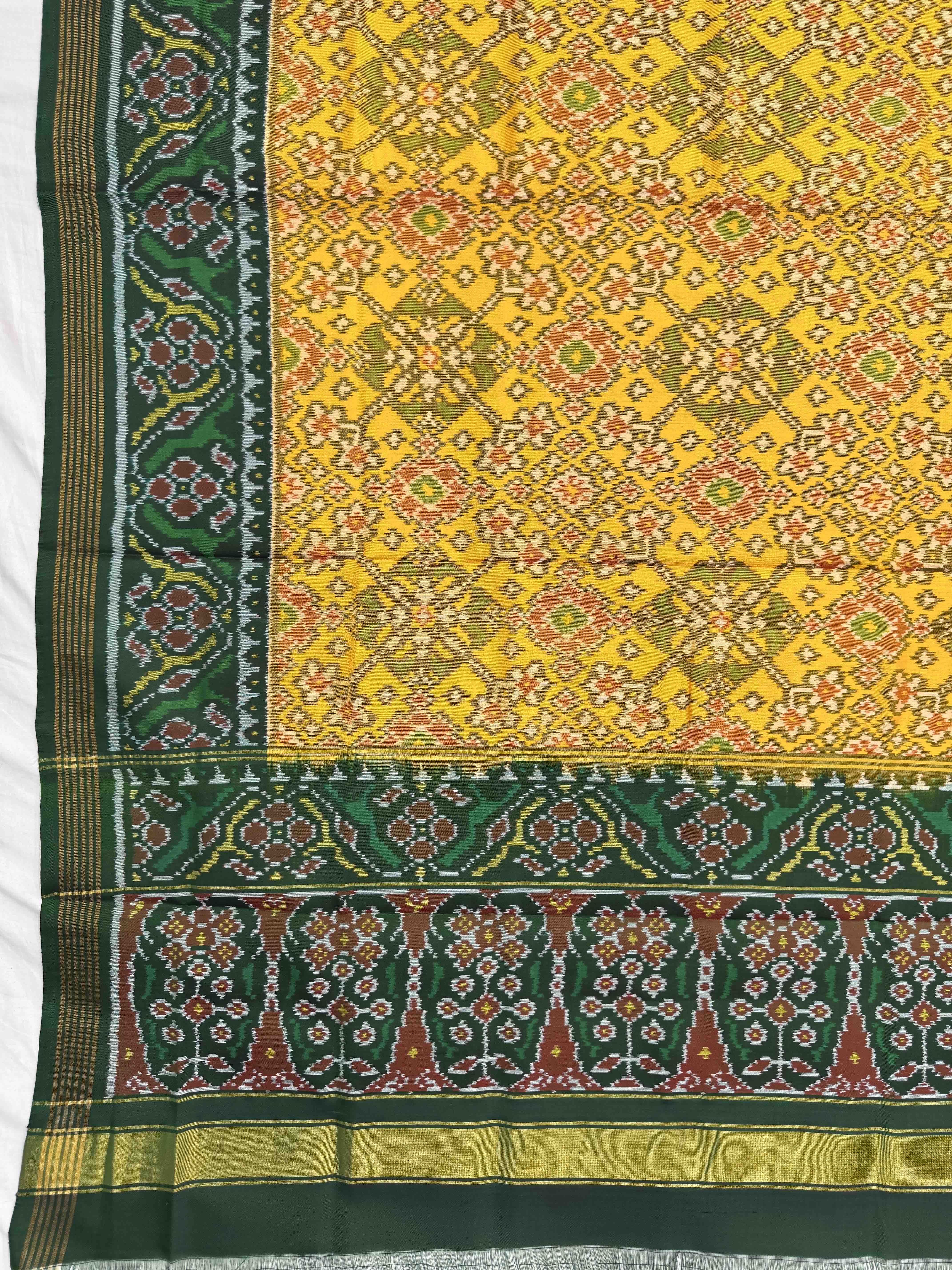 Yellow Navratan Ganga Jamuna Semi Double Ikat Patola Dupatta