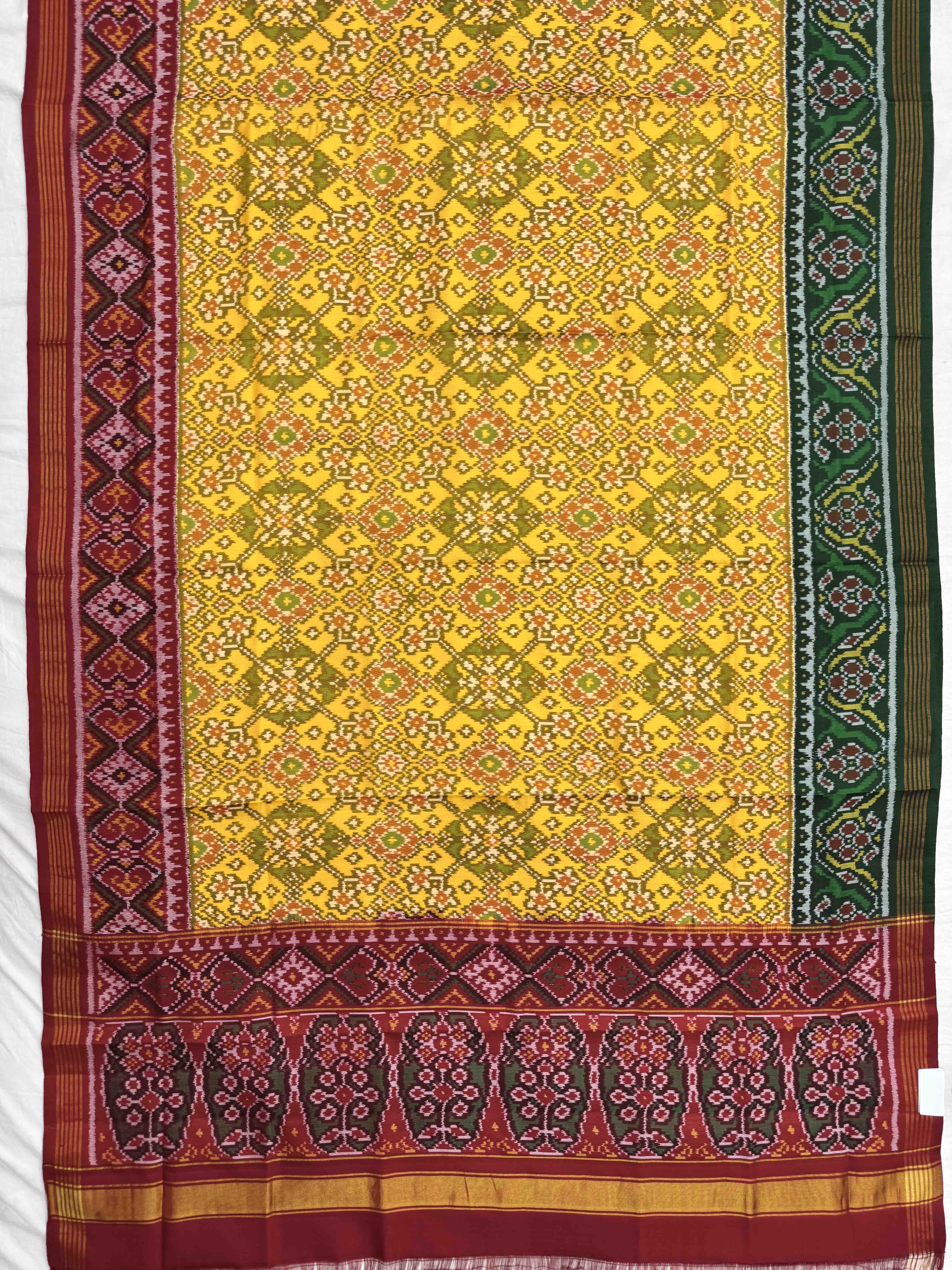 Yellow Navratan Ganga Jamuna Semi Double Ikat Patola Dupatta