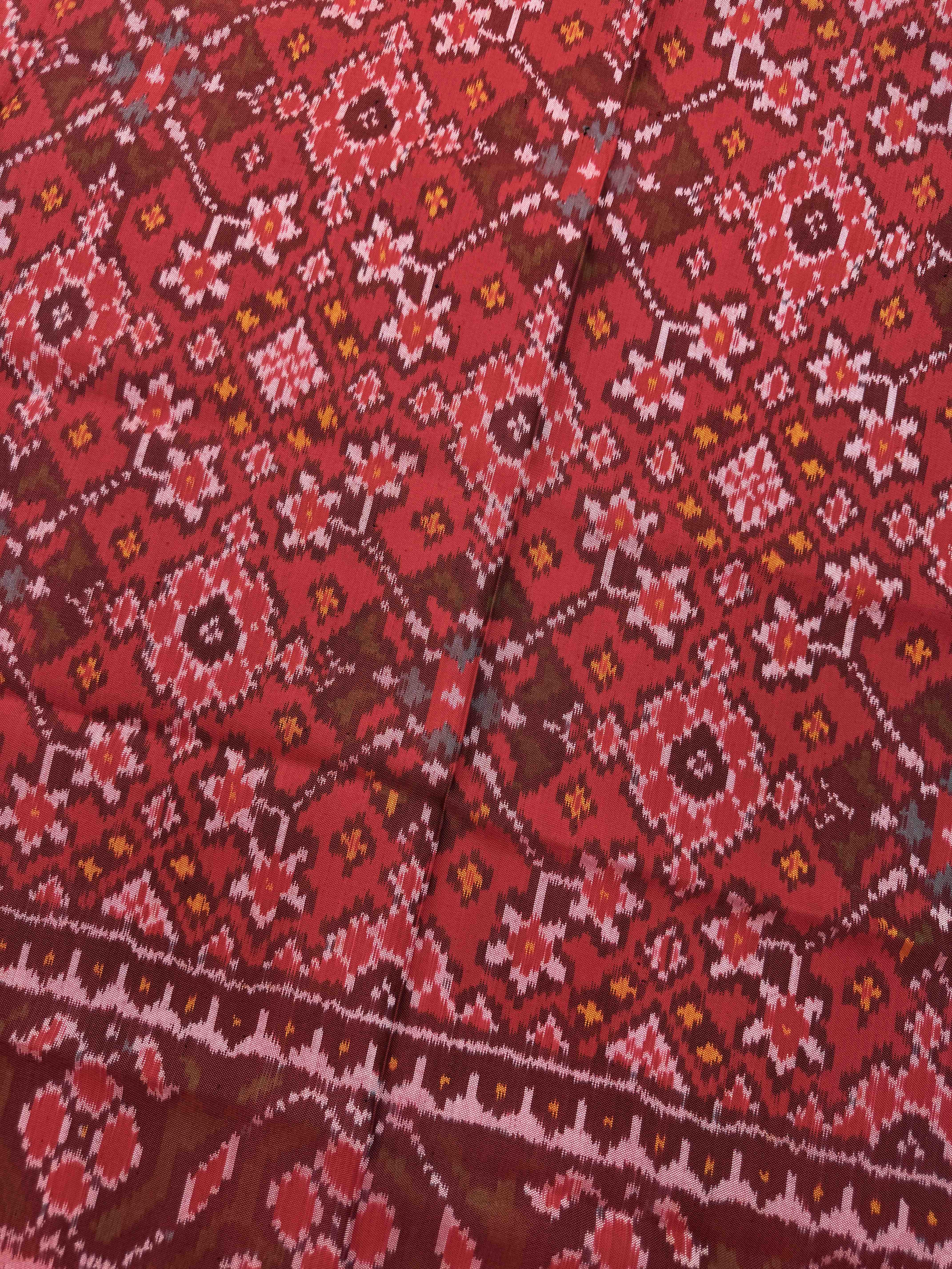 Red Navratan With Multicolor Pallu Semi Double Ikat Patola Dupatta