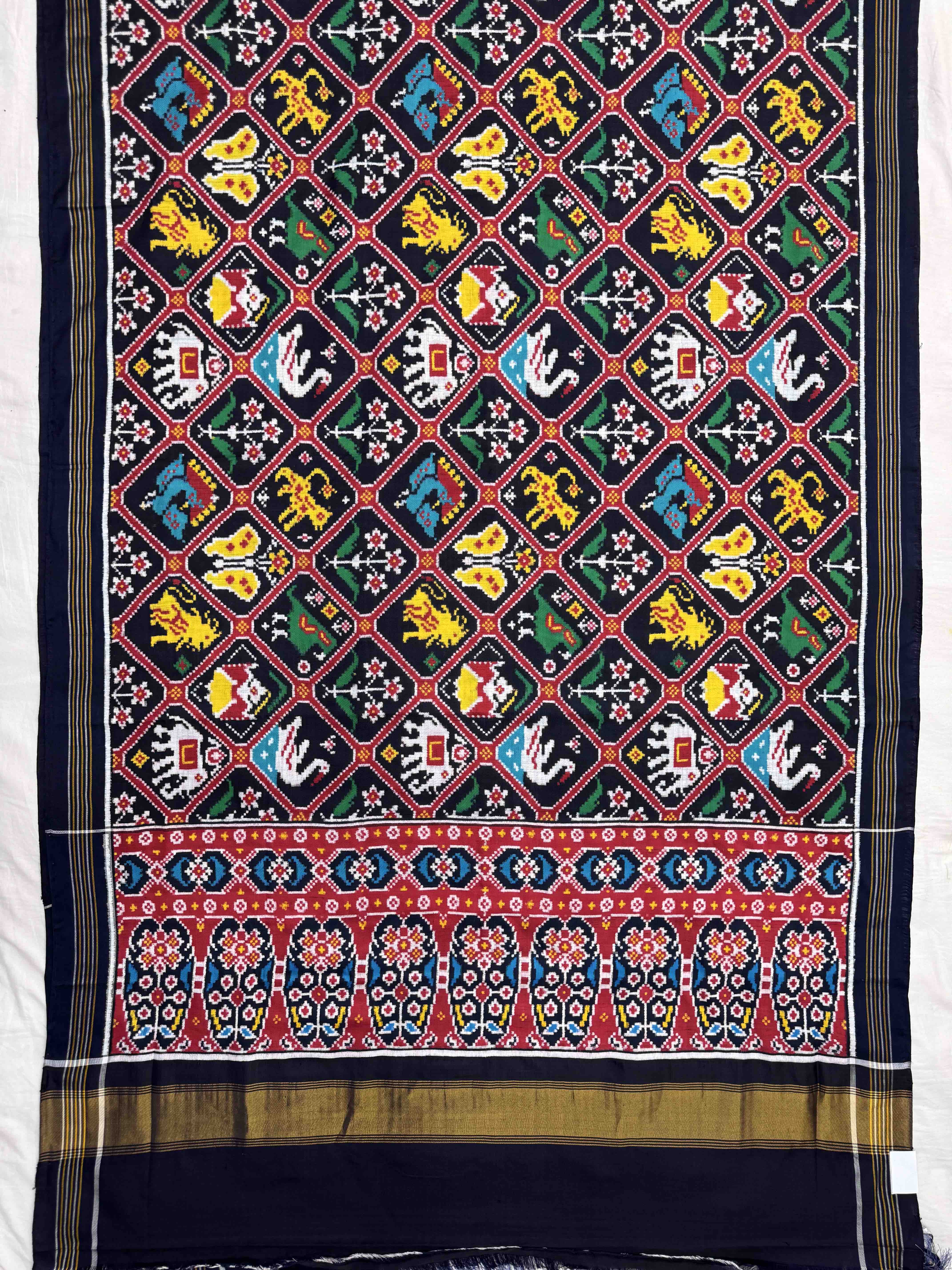 Dark Navy Blue Narikunj Double Ikat Patan Patola Saree