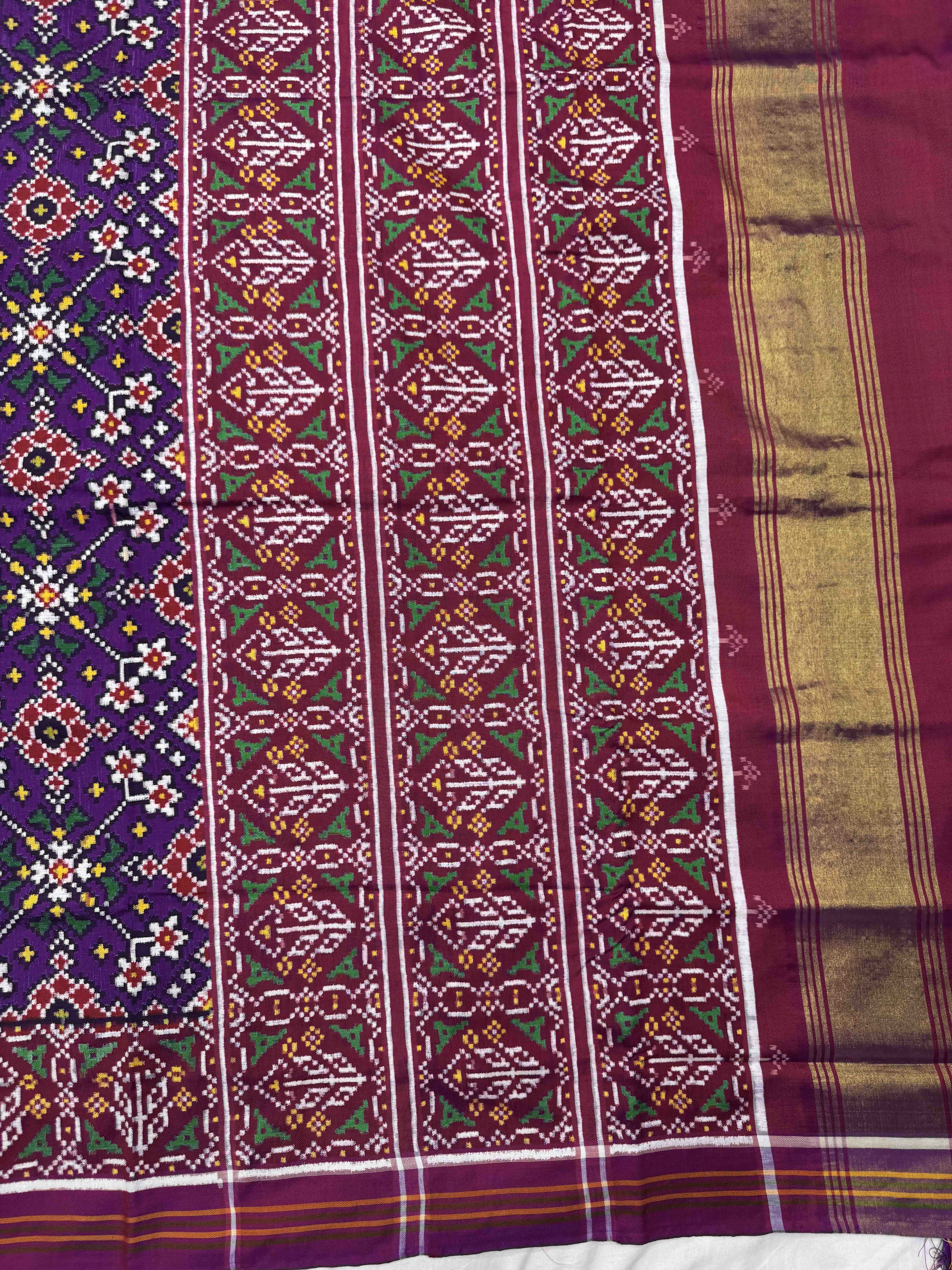 Magenta & Purple Navratan Doulble Ikat Patan Patola Saree