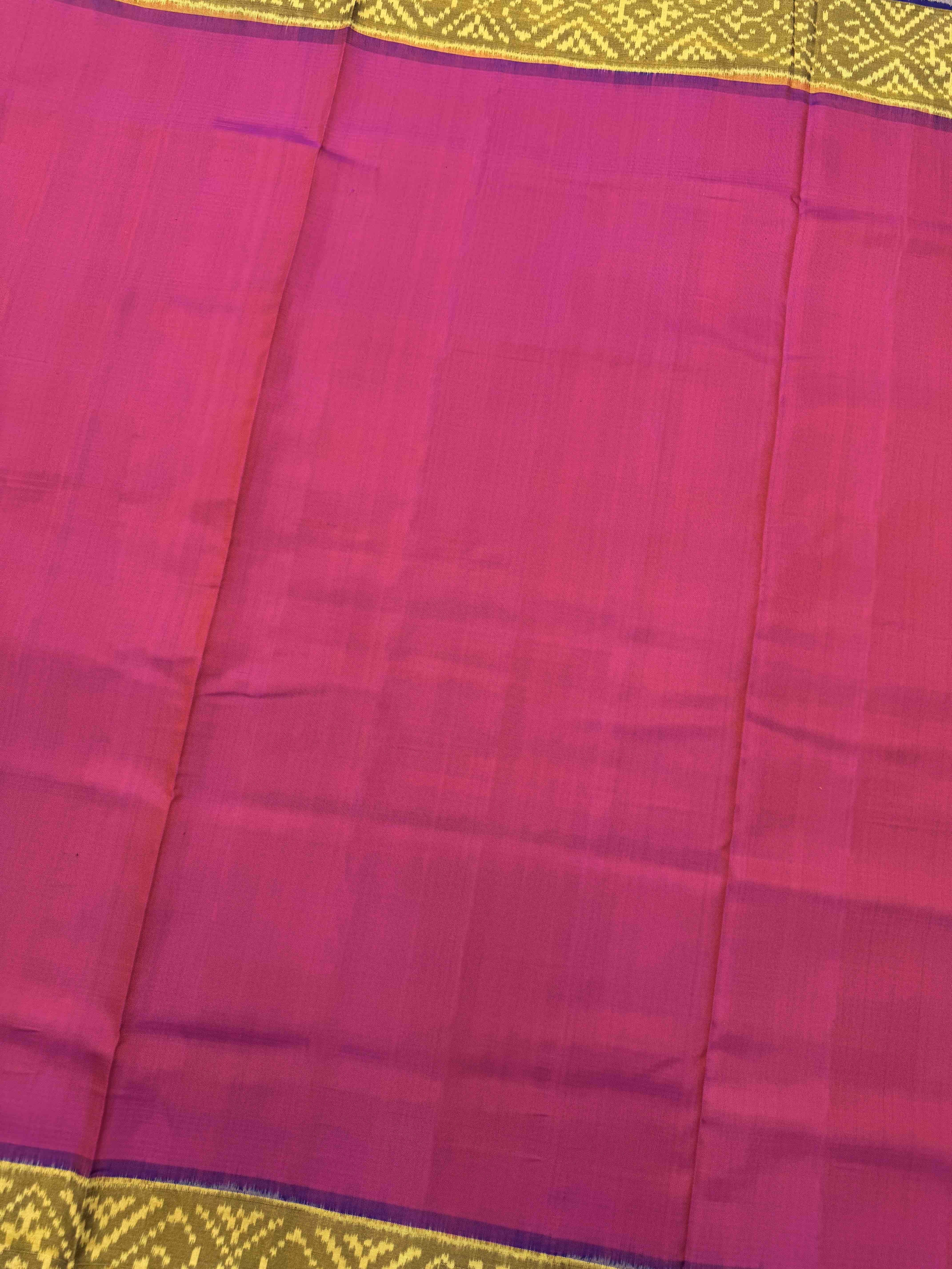 Blue & Pink Plain Patola Saree