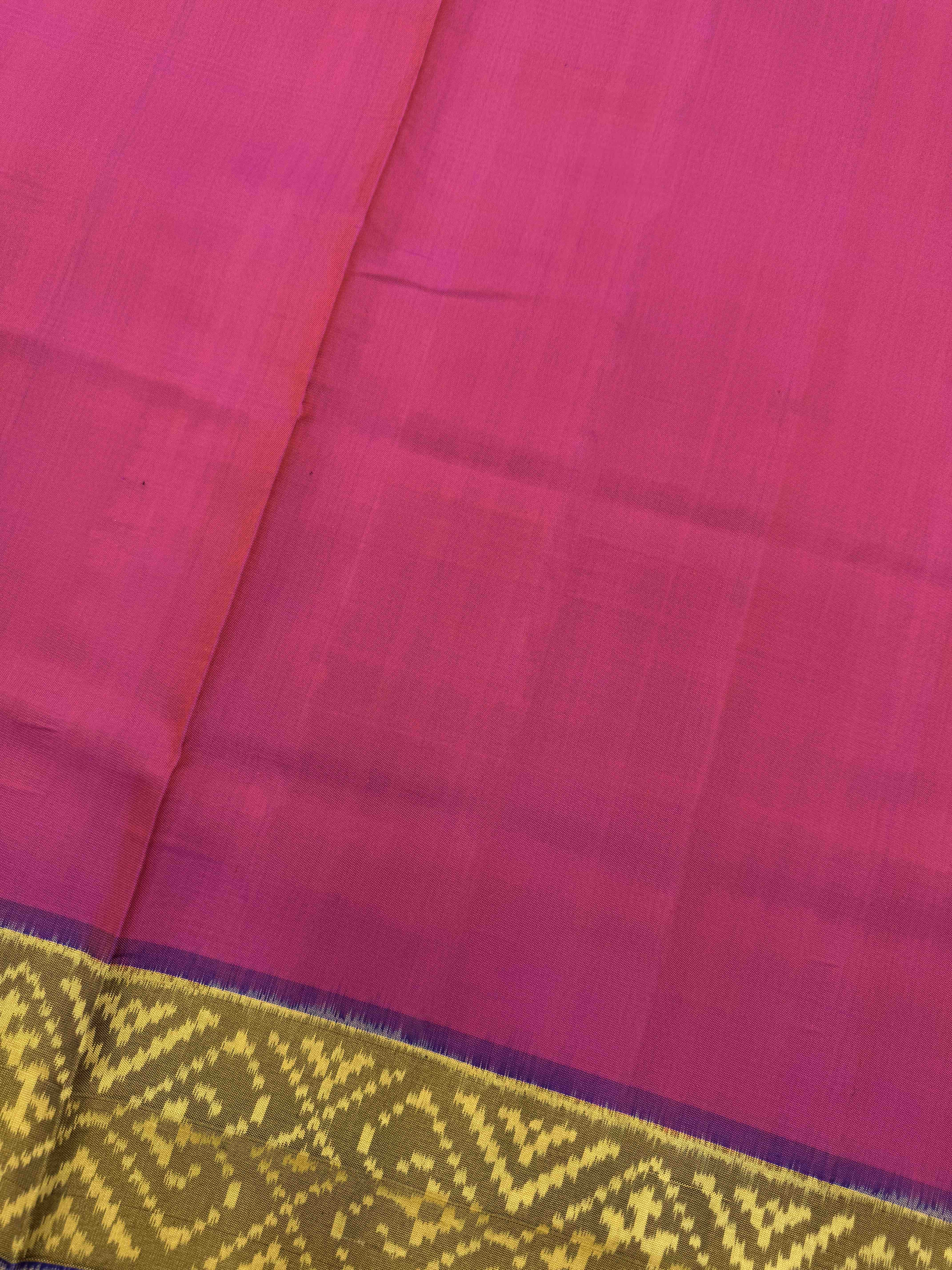 Blue & Pink Plain Patola Saree