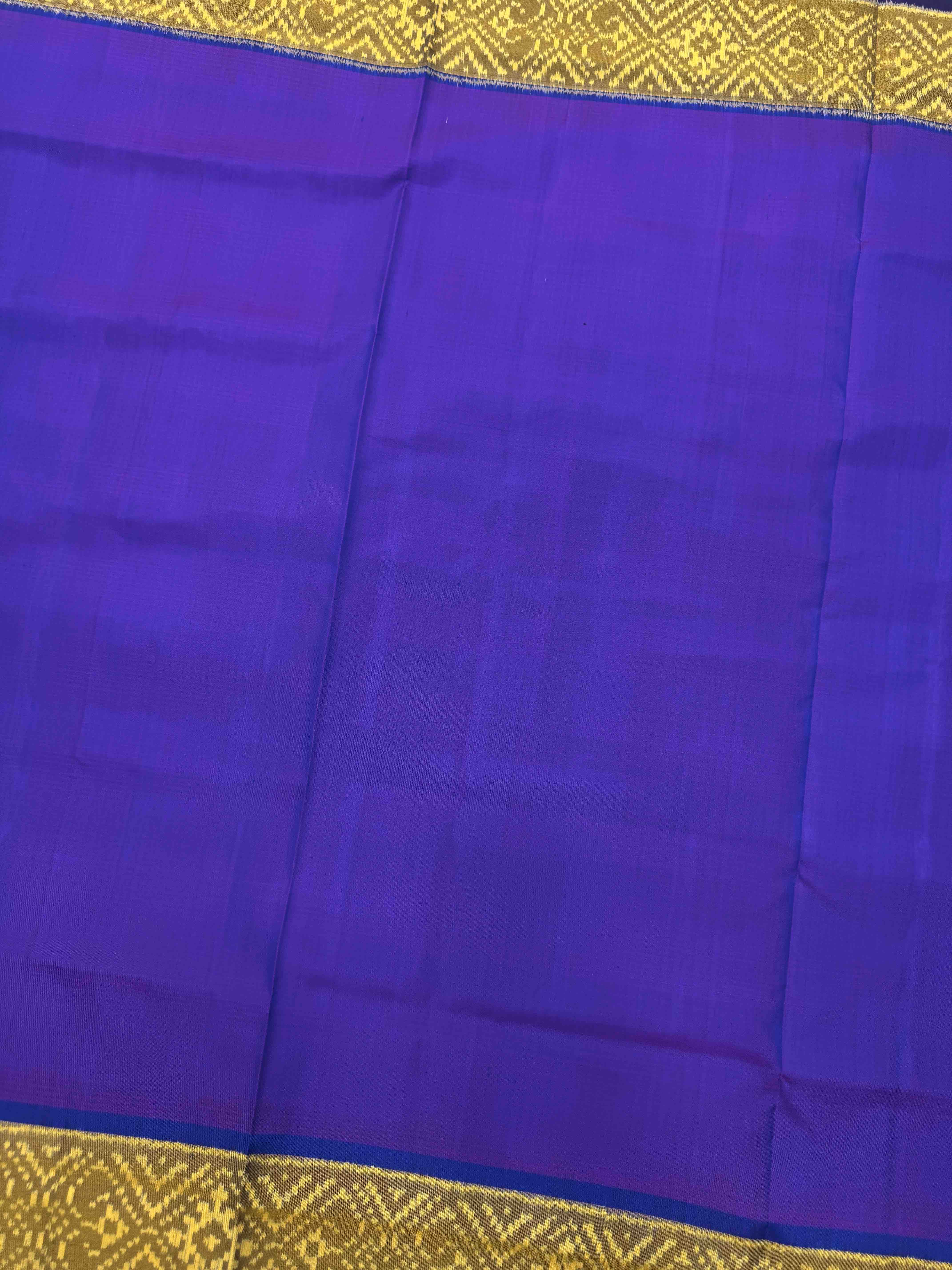 Blue & Purplish Blue Shaded Plain Patola Saree