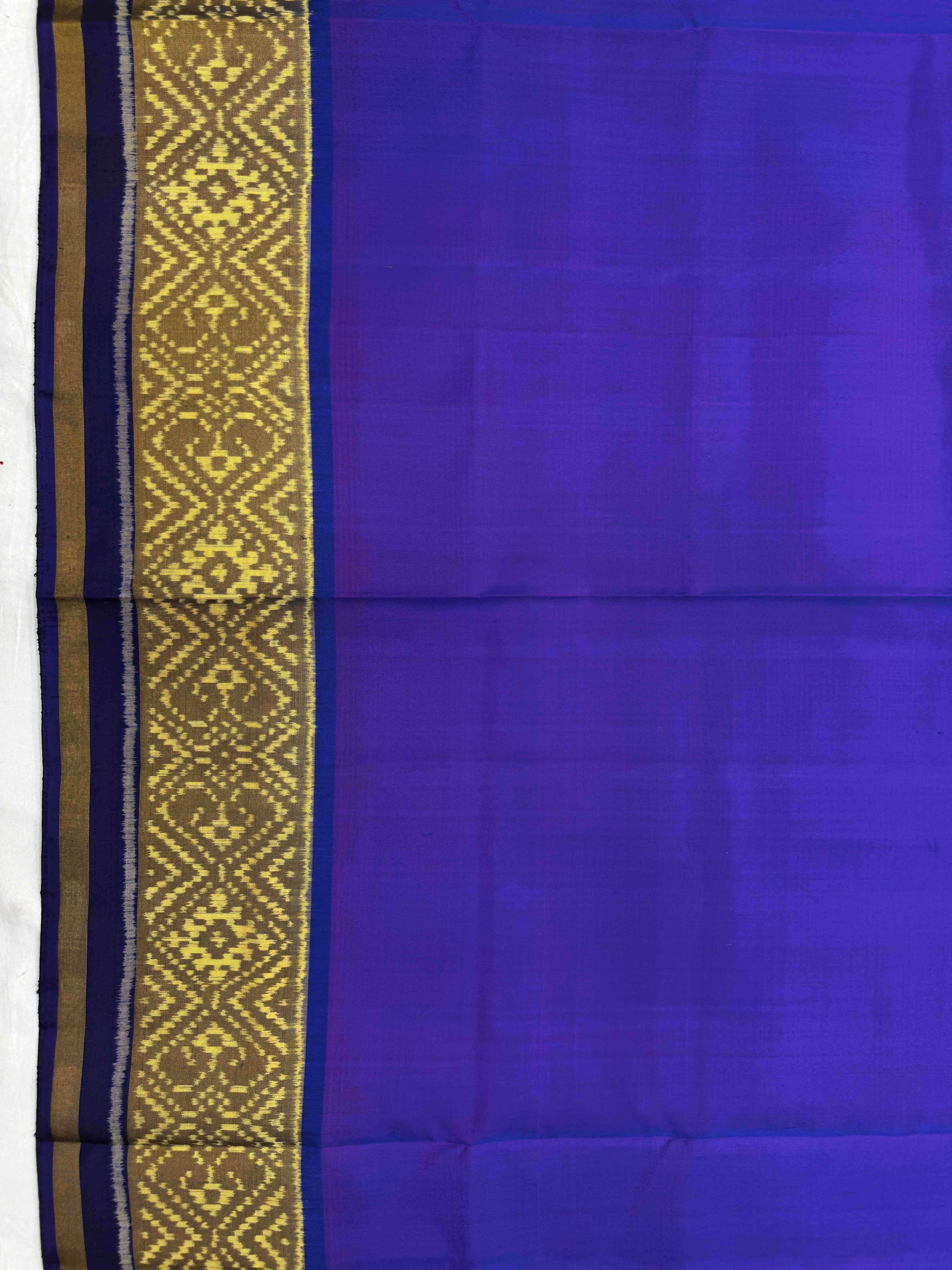 Blue & Purplish Blue Shaded Plain Patola Saree