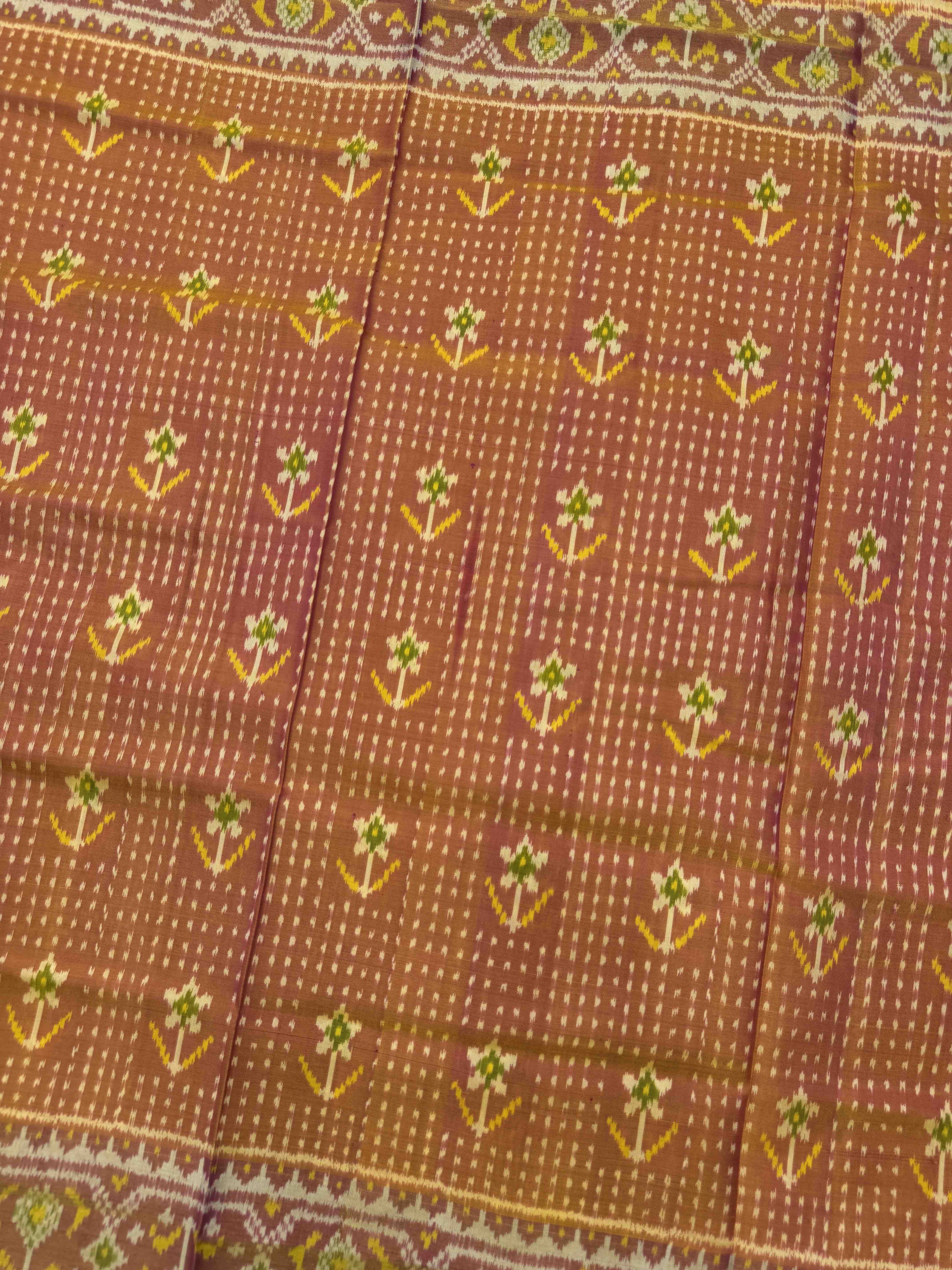 Peach Small Flower with Doted Patola Saree