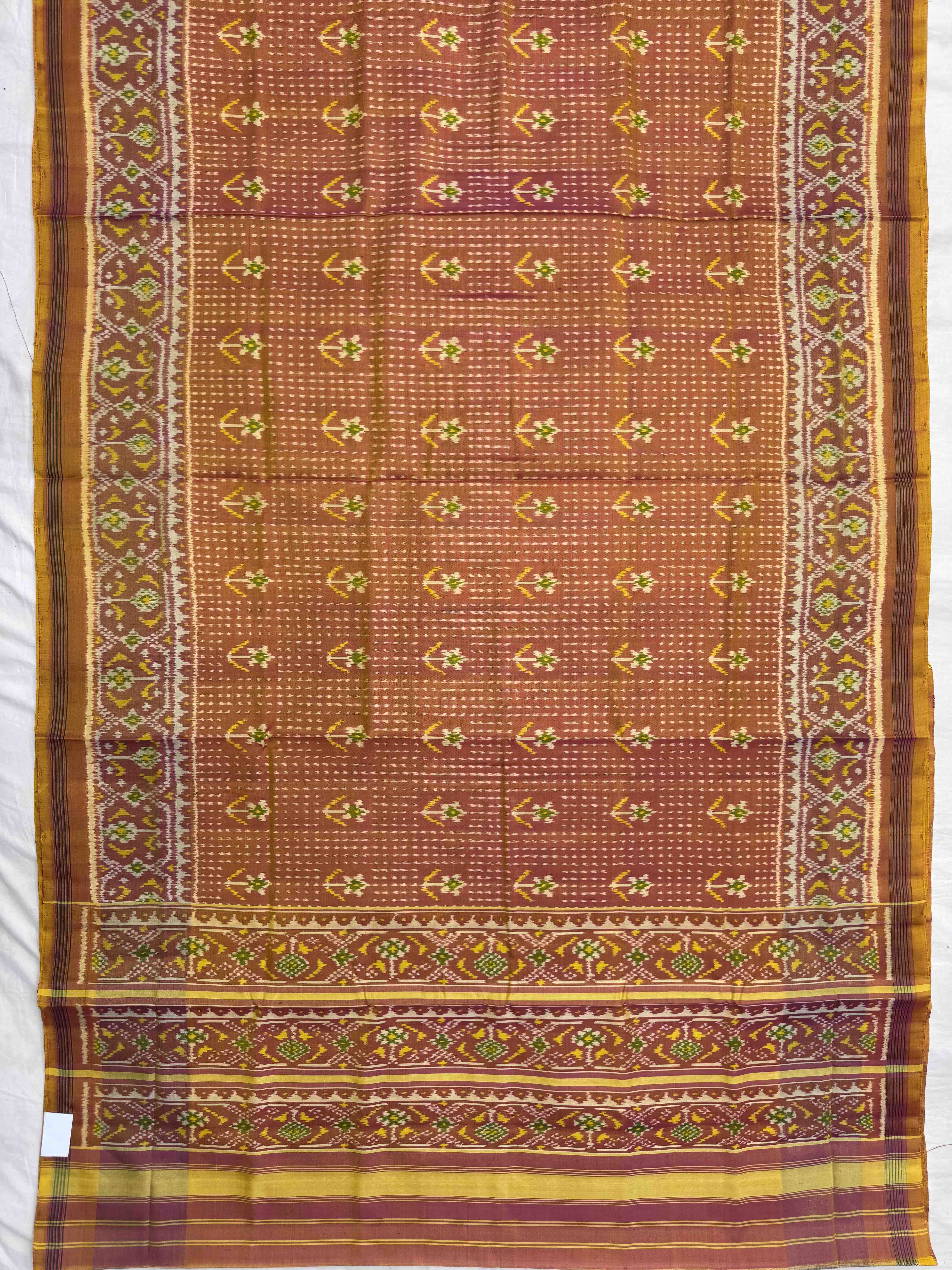 Peach Small Flower with Doted Patola Saree