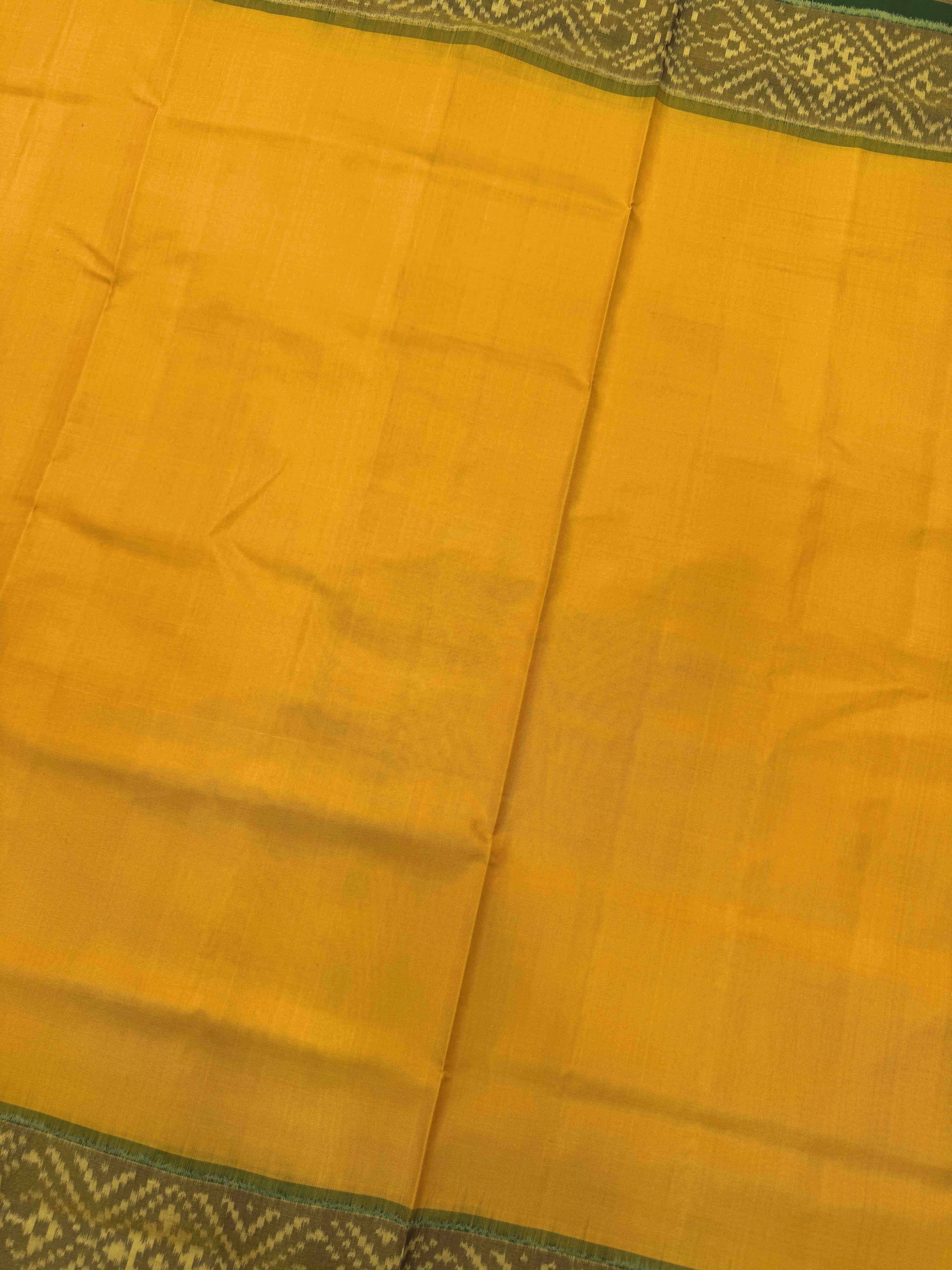 Green & Yellow Plain Patola Saree