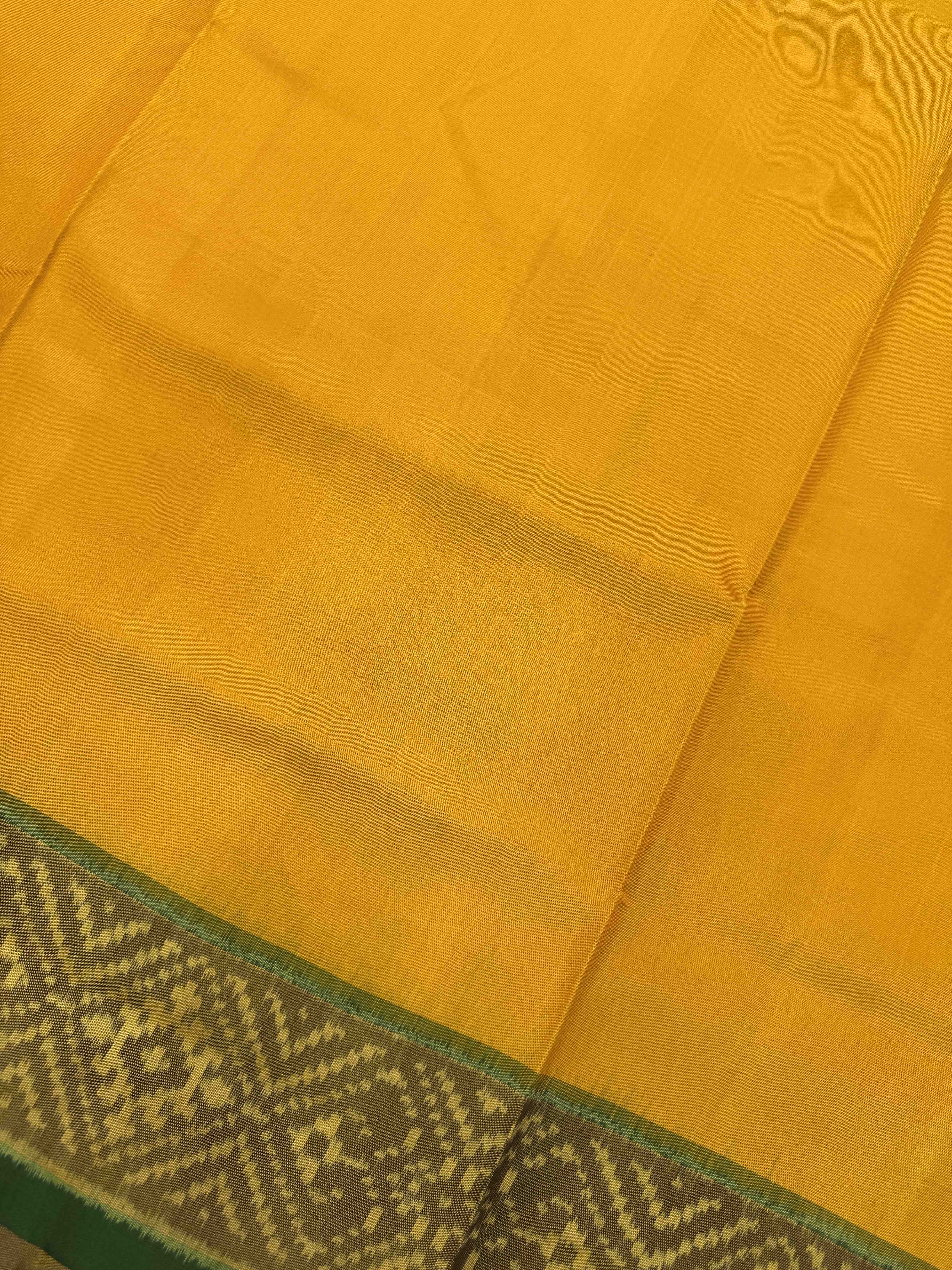 Green & Yellow Plain Patola Saree