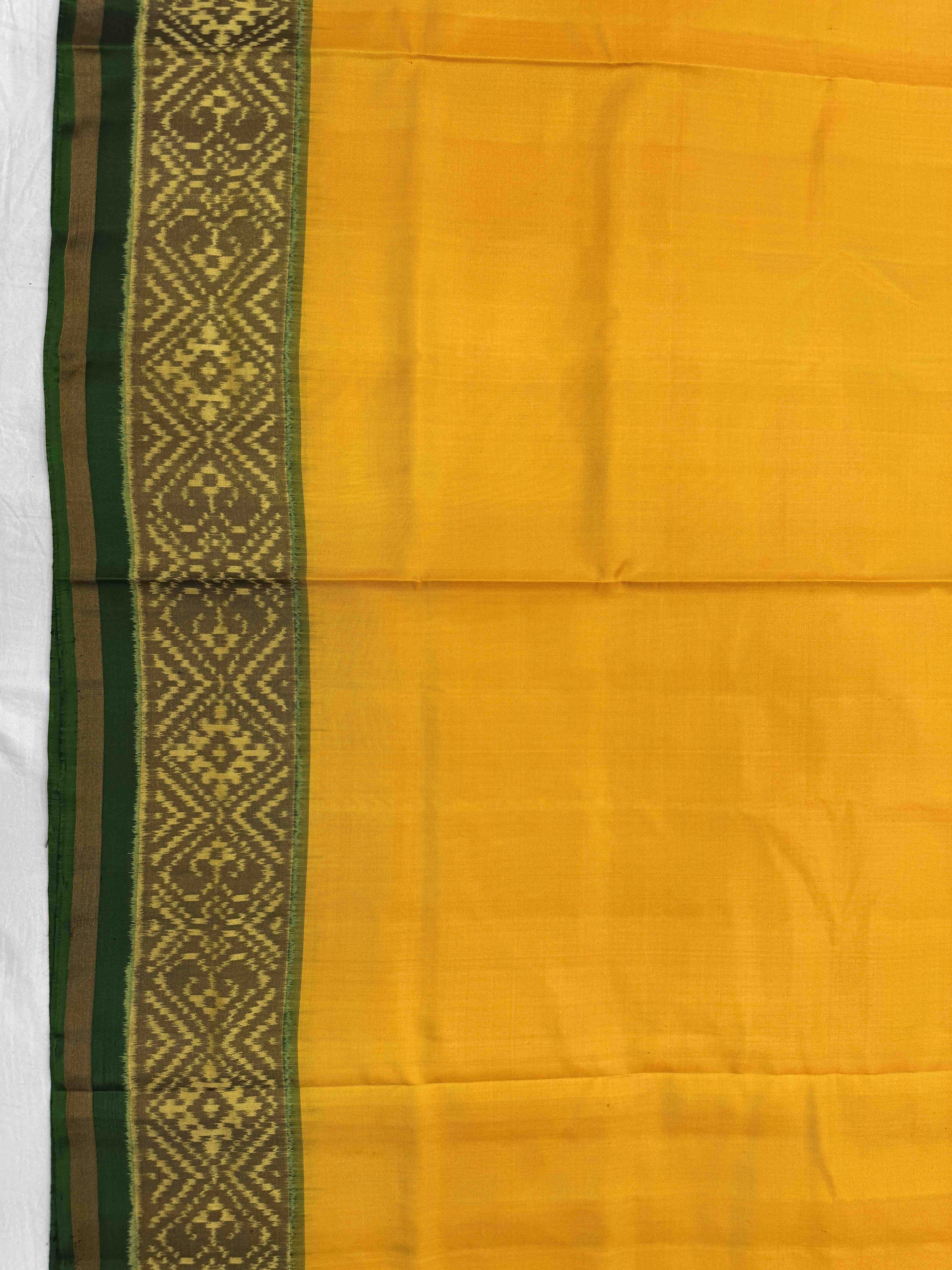 Green & Yellow Plain Patola Saree