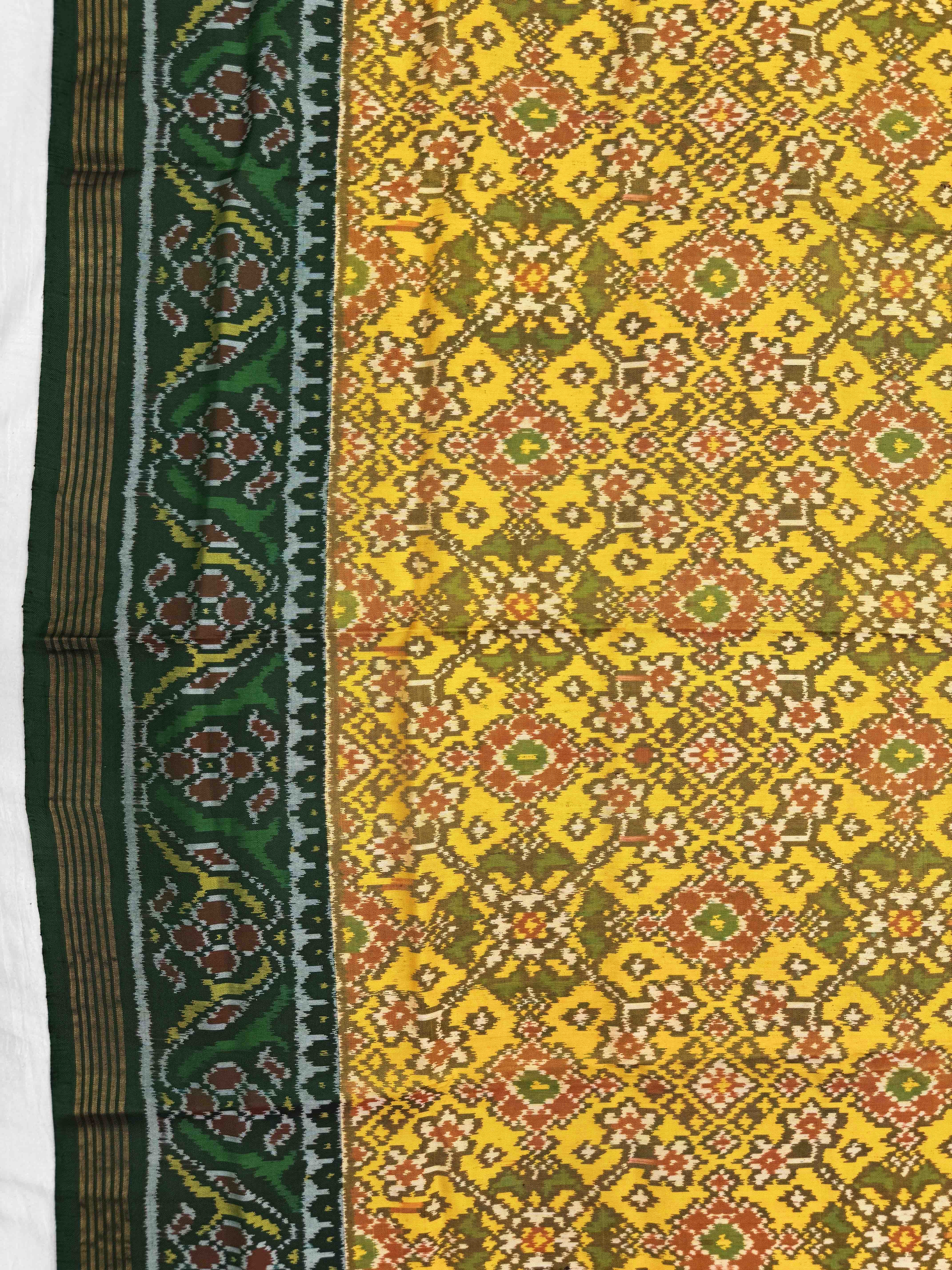 Yellow Ganga Jamuna Navratan with Multicolor Pallu Semi Double Ikat Patola Dupatta