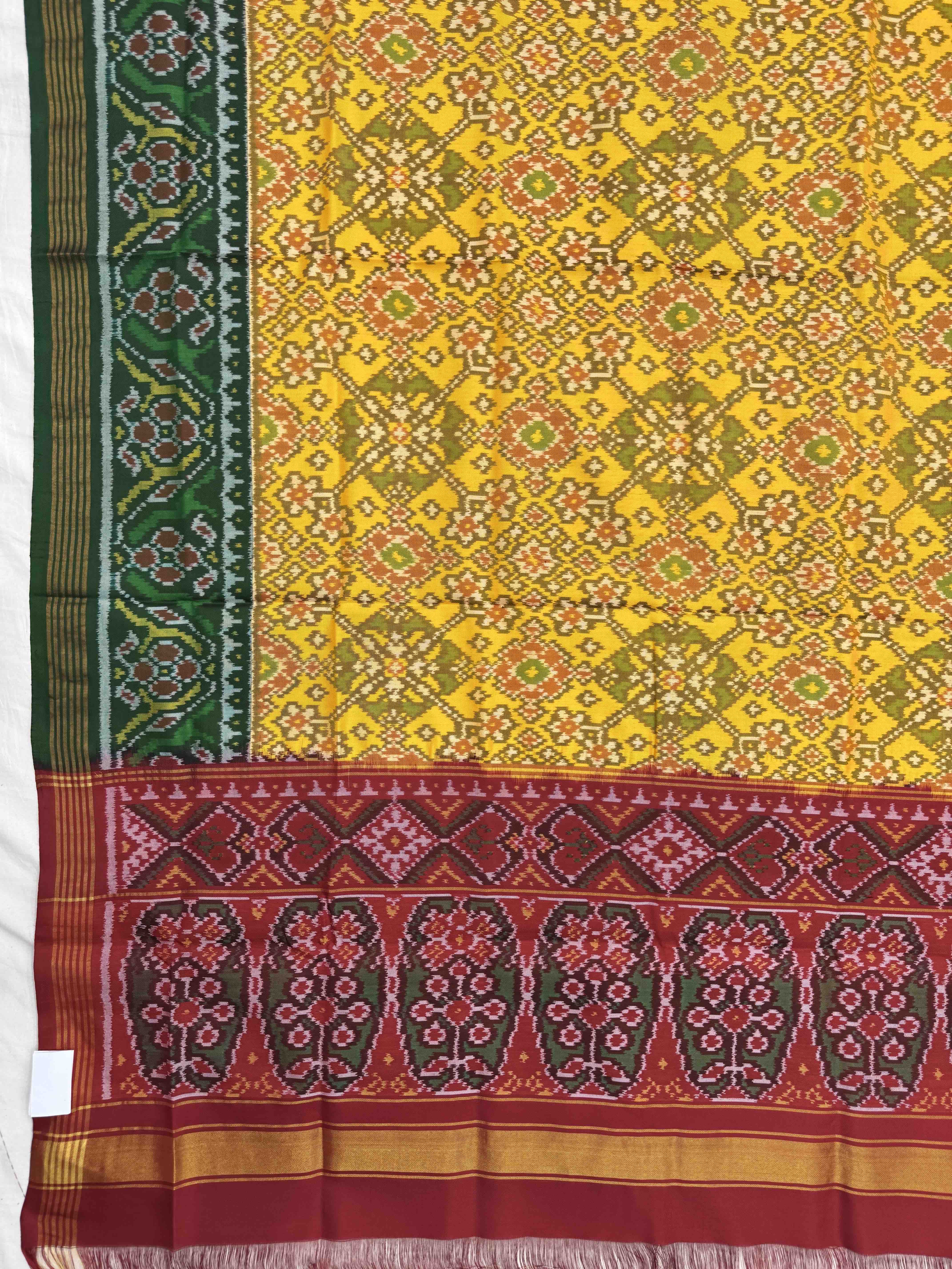 Yellow Ganga Jamuna Navratan Semi Double Ikat Patola Dupatta