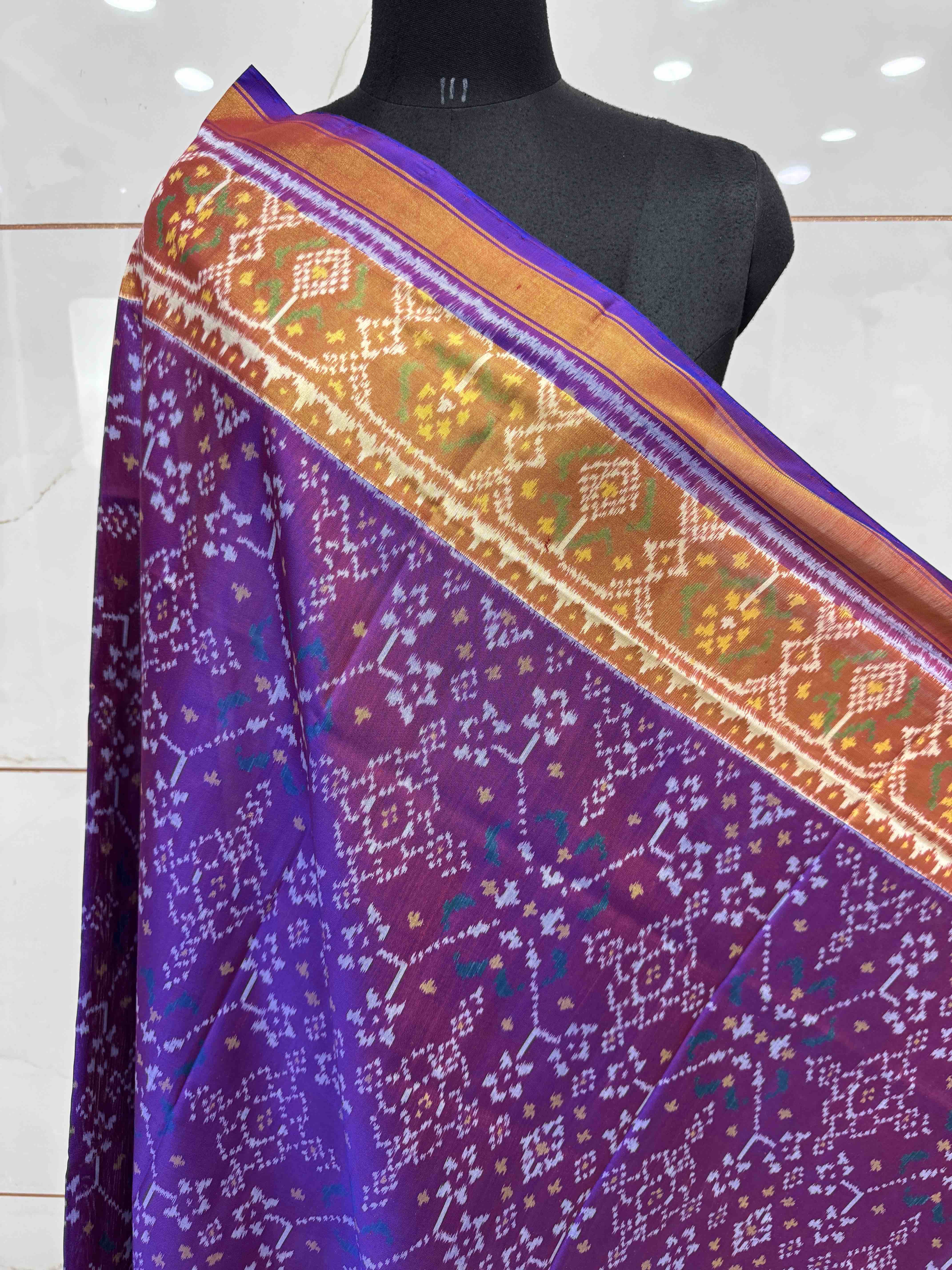 Purple Blue Shaded Navratan Patola Dupatta