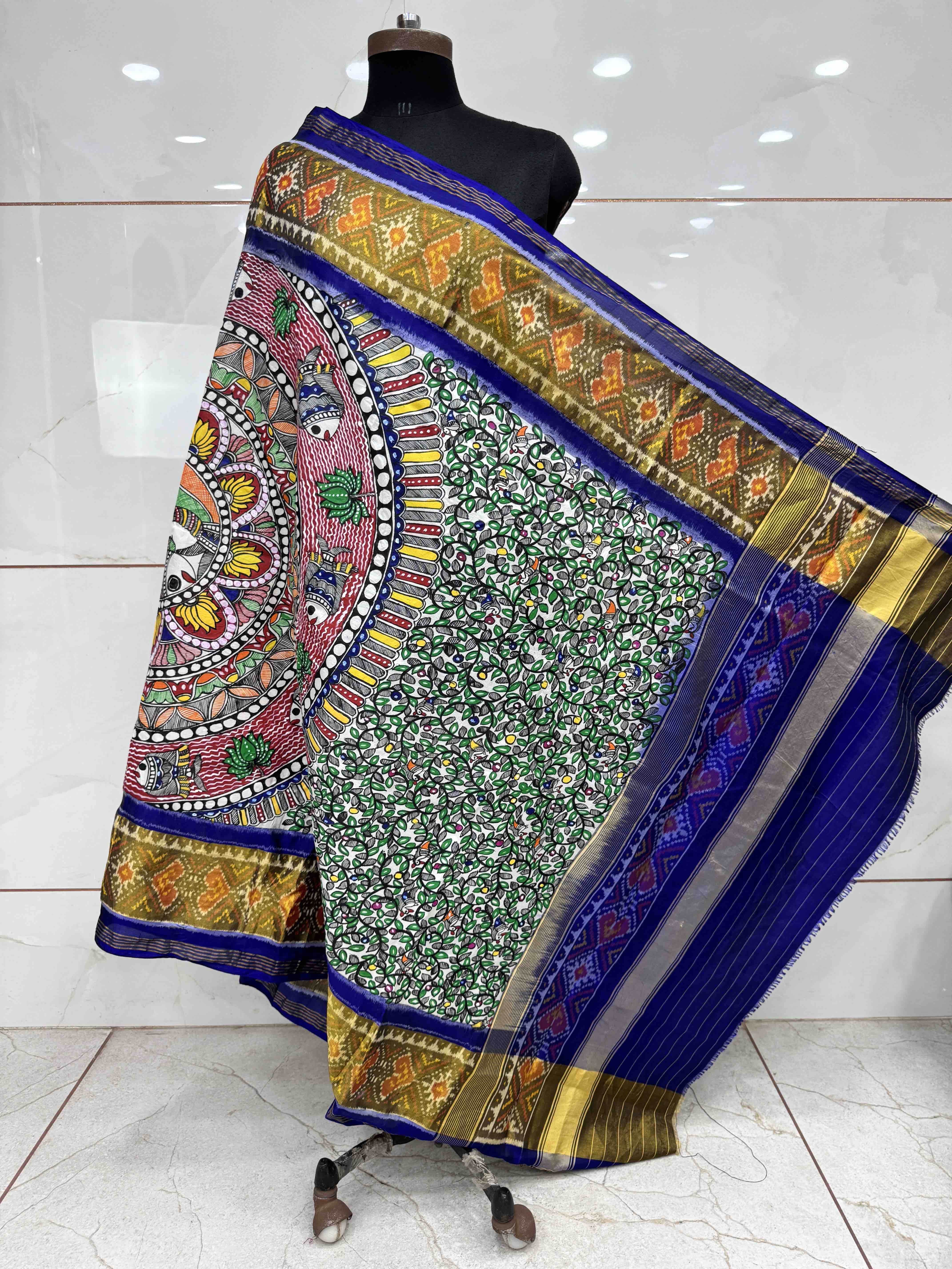 Blue with Madhubani Painting Patola Dupatta