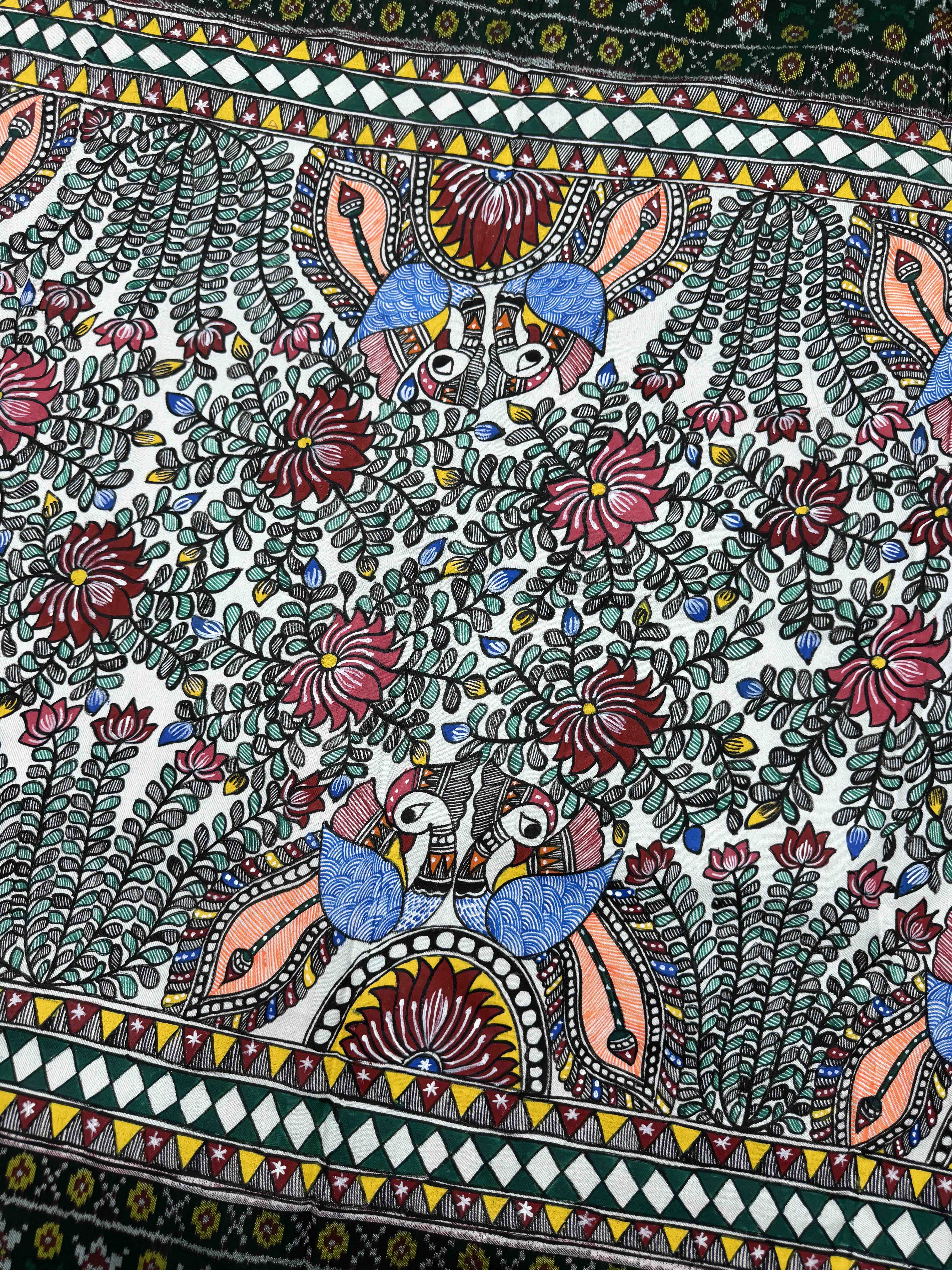 Dark Green with Madhubani Painting Patola Dupatta