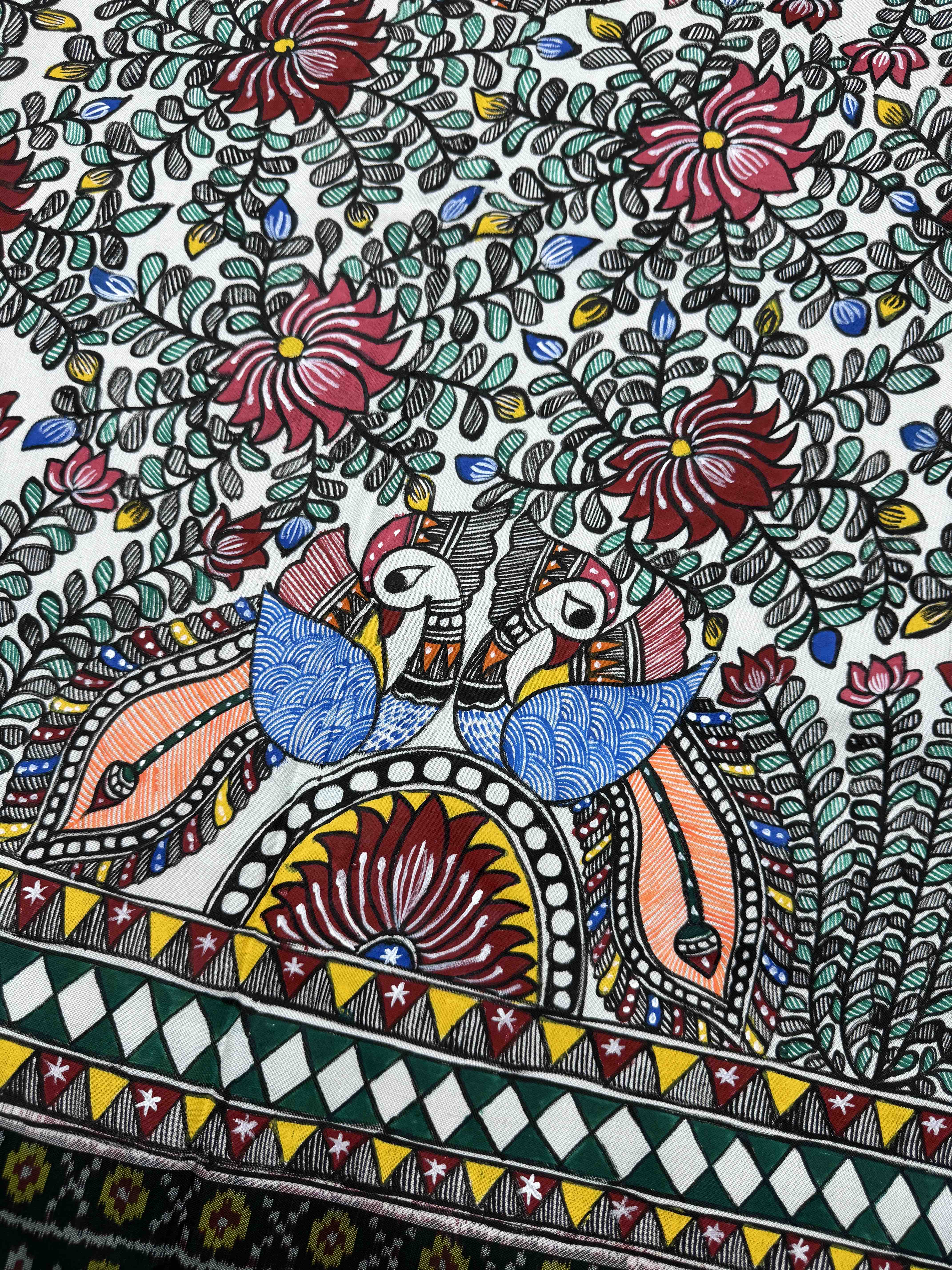 Dark Green with Madhubani Painting Patola Dupatta