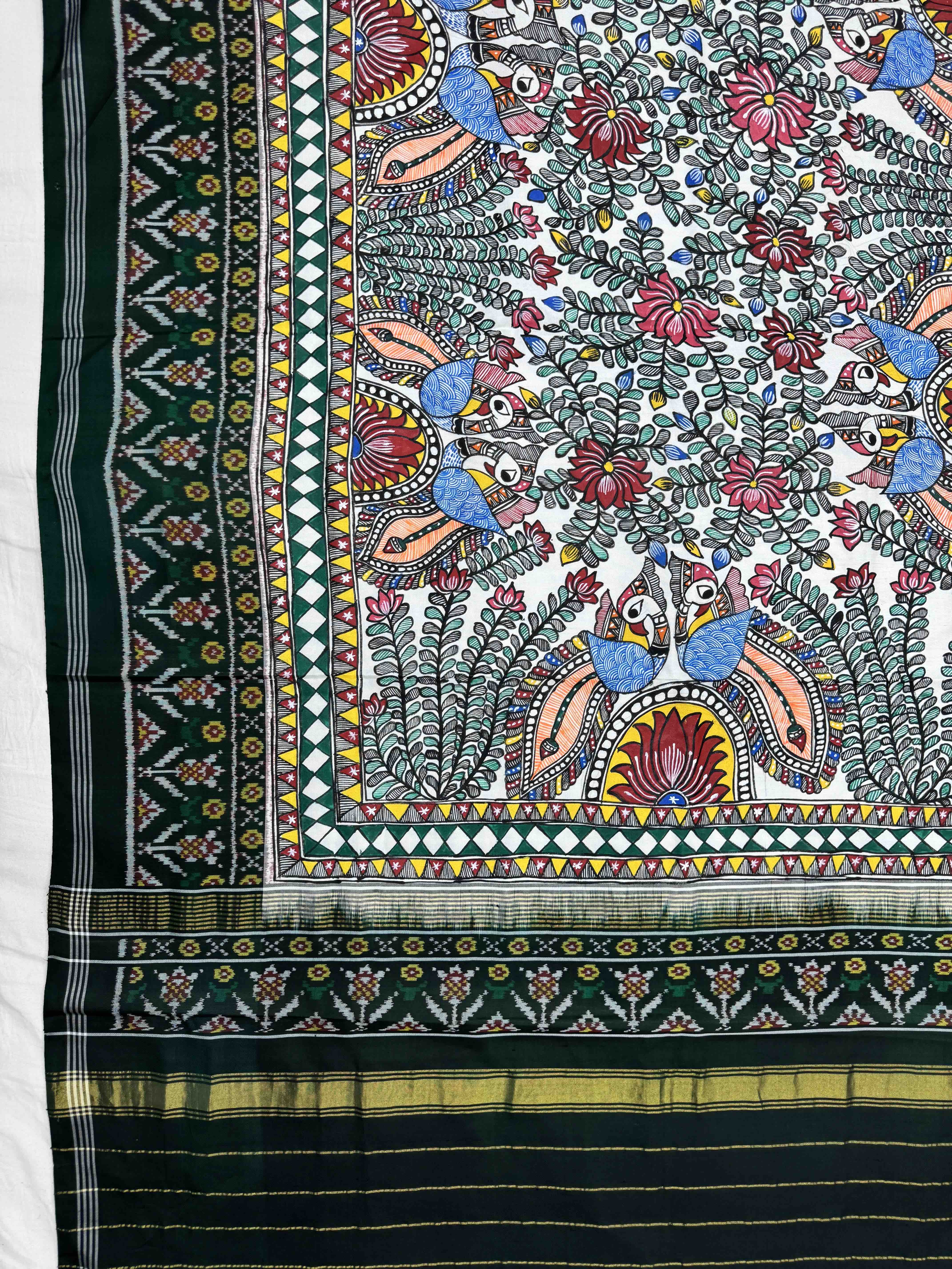 Dark Green with Madhubani Painting Patola Dupatta