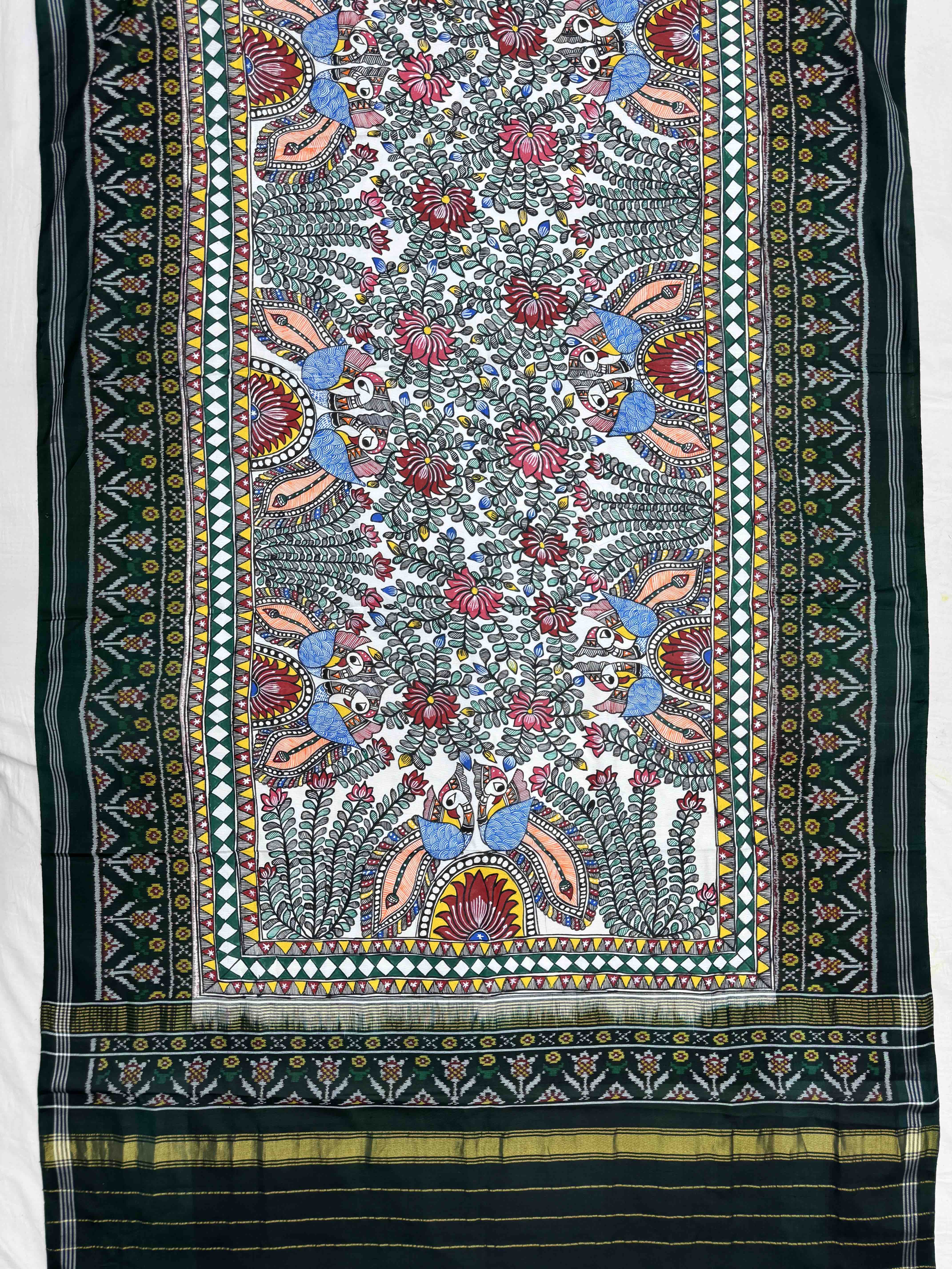 Dark Green with Madhubani Painting Patola Dupatta