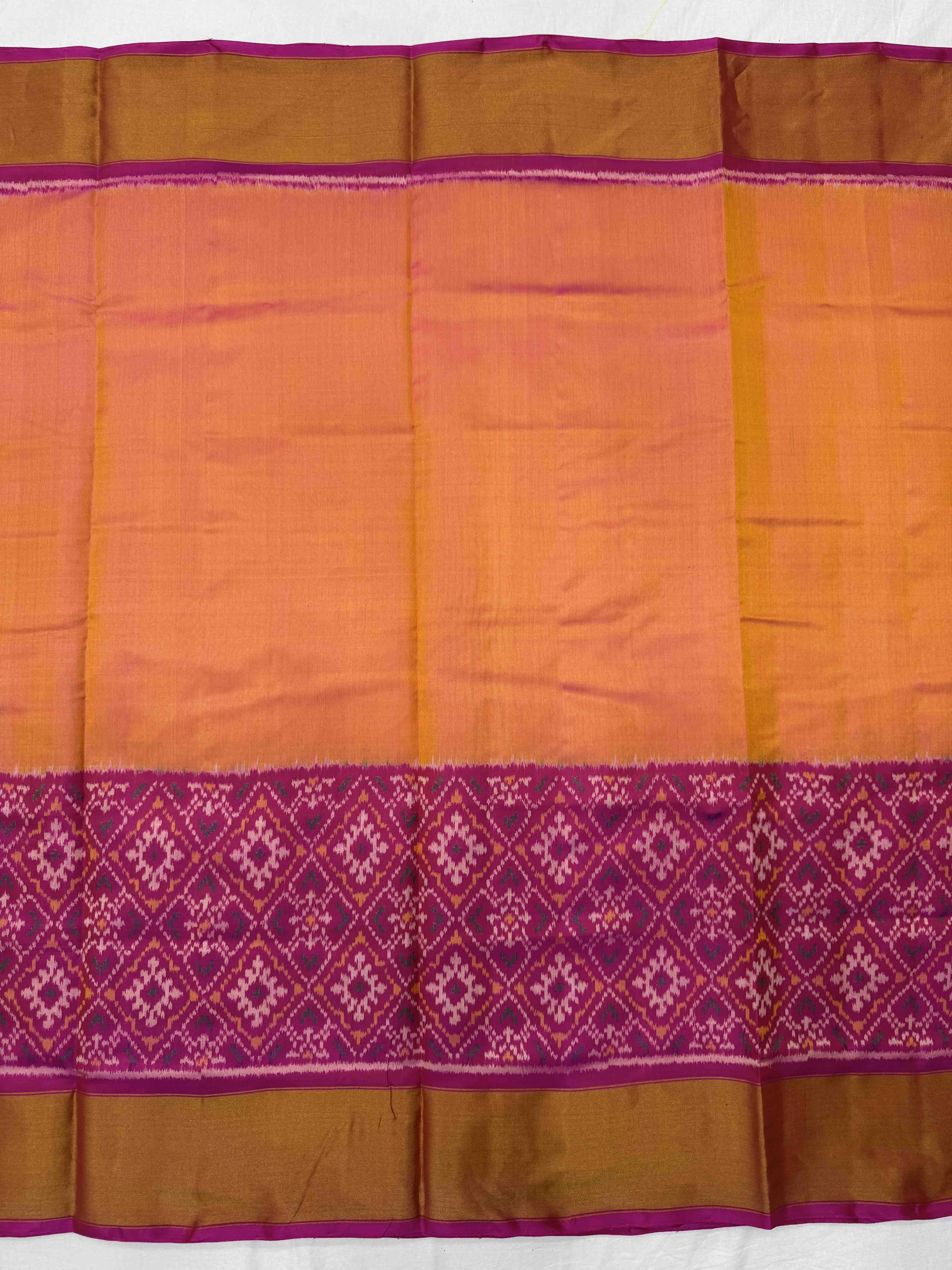 Pink and Peach Orage Panchanda Scut Border Patola Lehenga Choli
