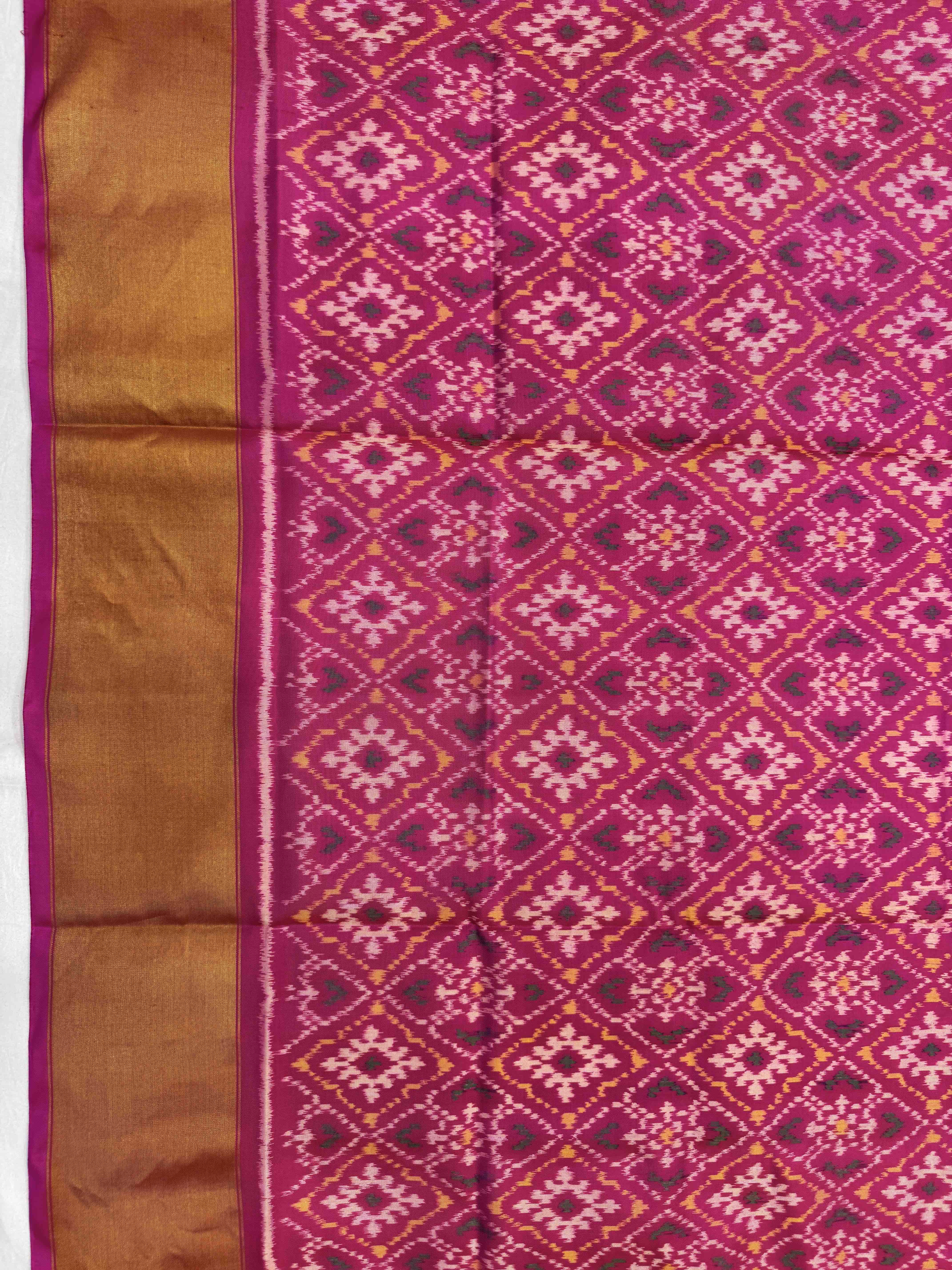 Pink and Peach Orage Panchanda Scut Border Patola Lehenga Choli