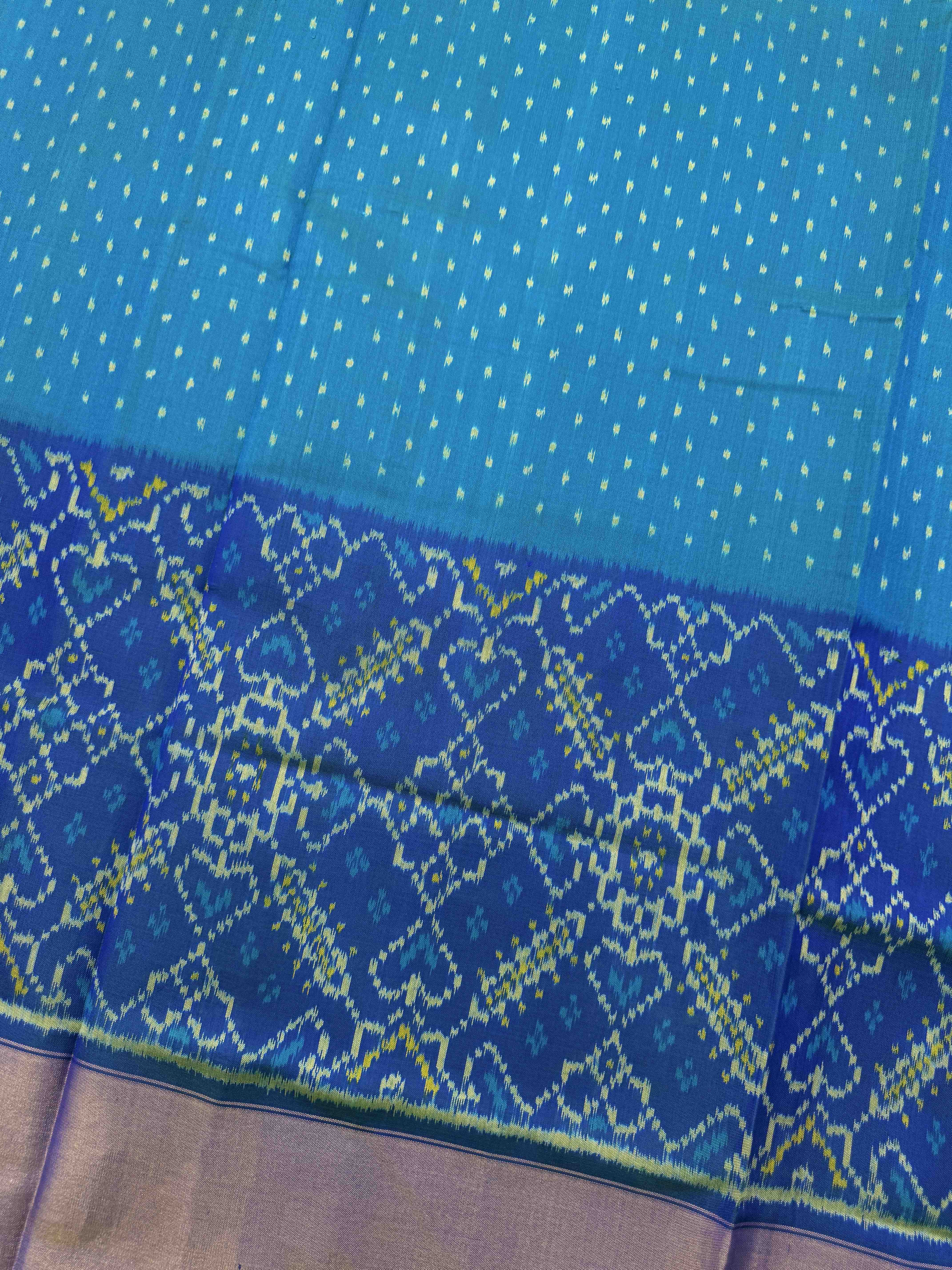 Blue & Sky with Manekchowk Scut Border Patola Lehenga Choli