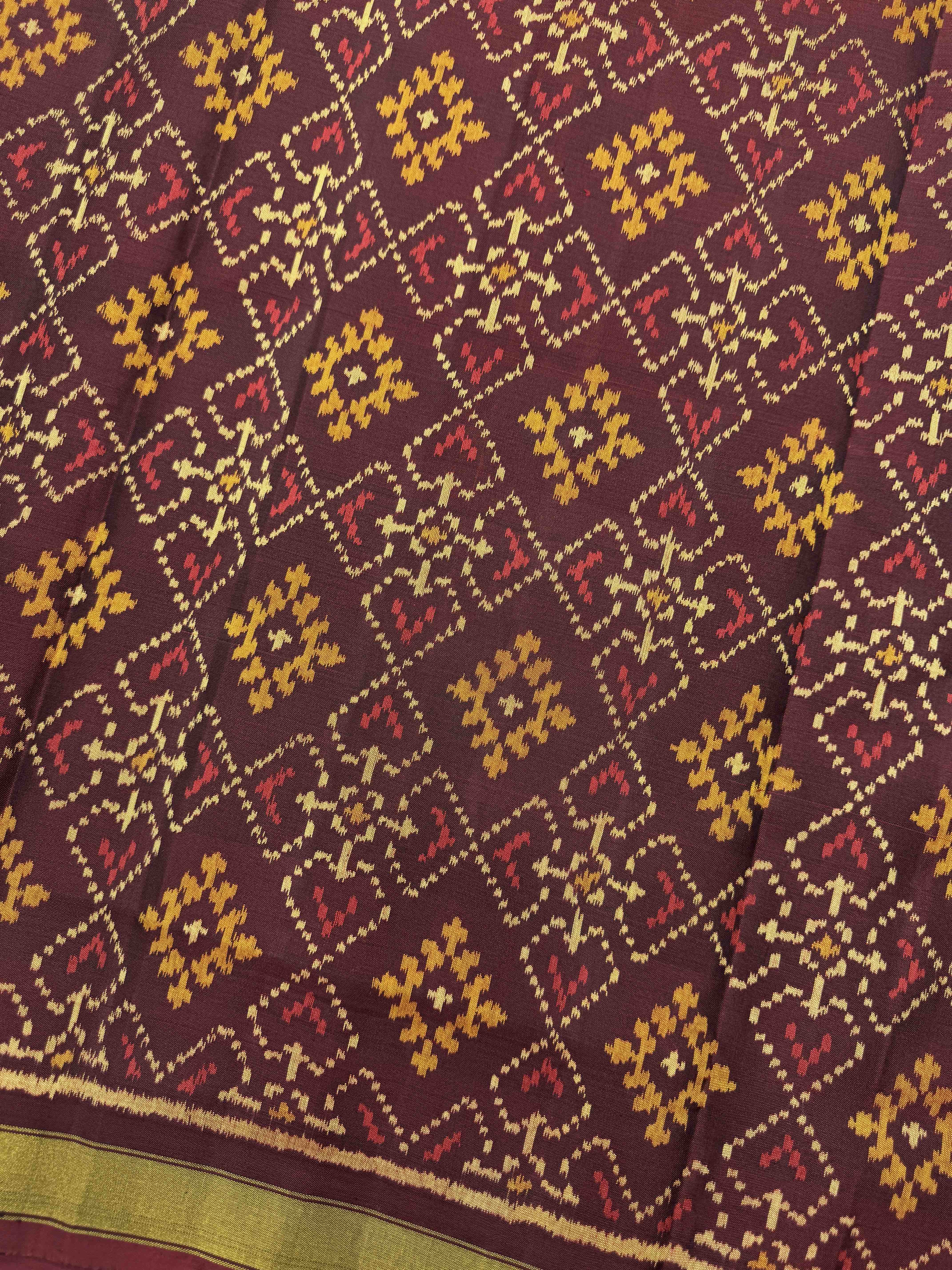 Maroon & Red Panchanda with Zigzag Lining Patola Dress