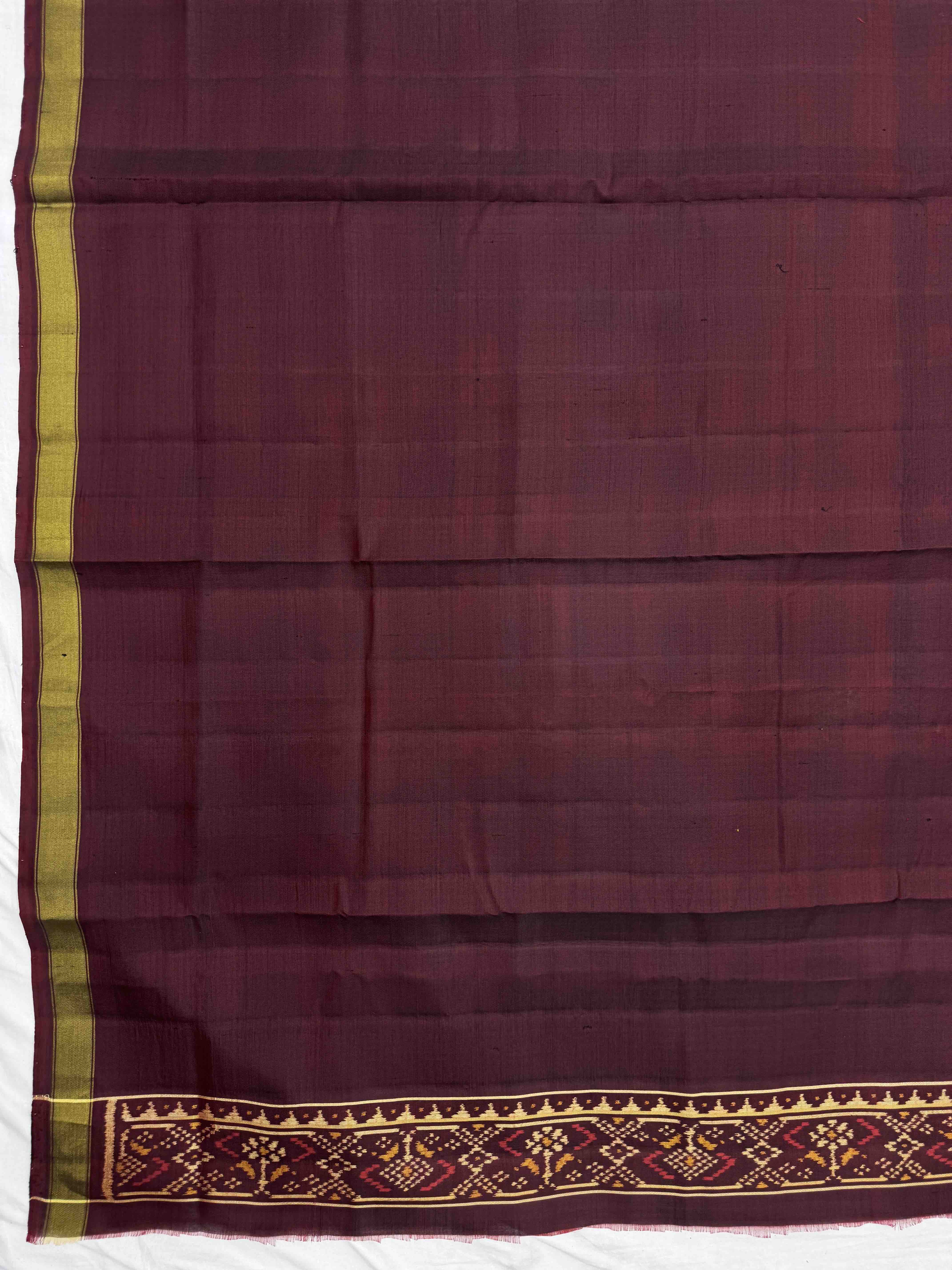 Maroon & Red Panchanda with Zigzag Lining Patola Dress