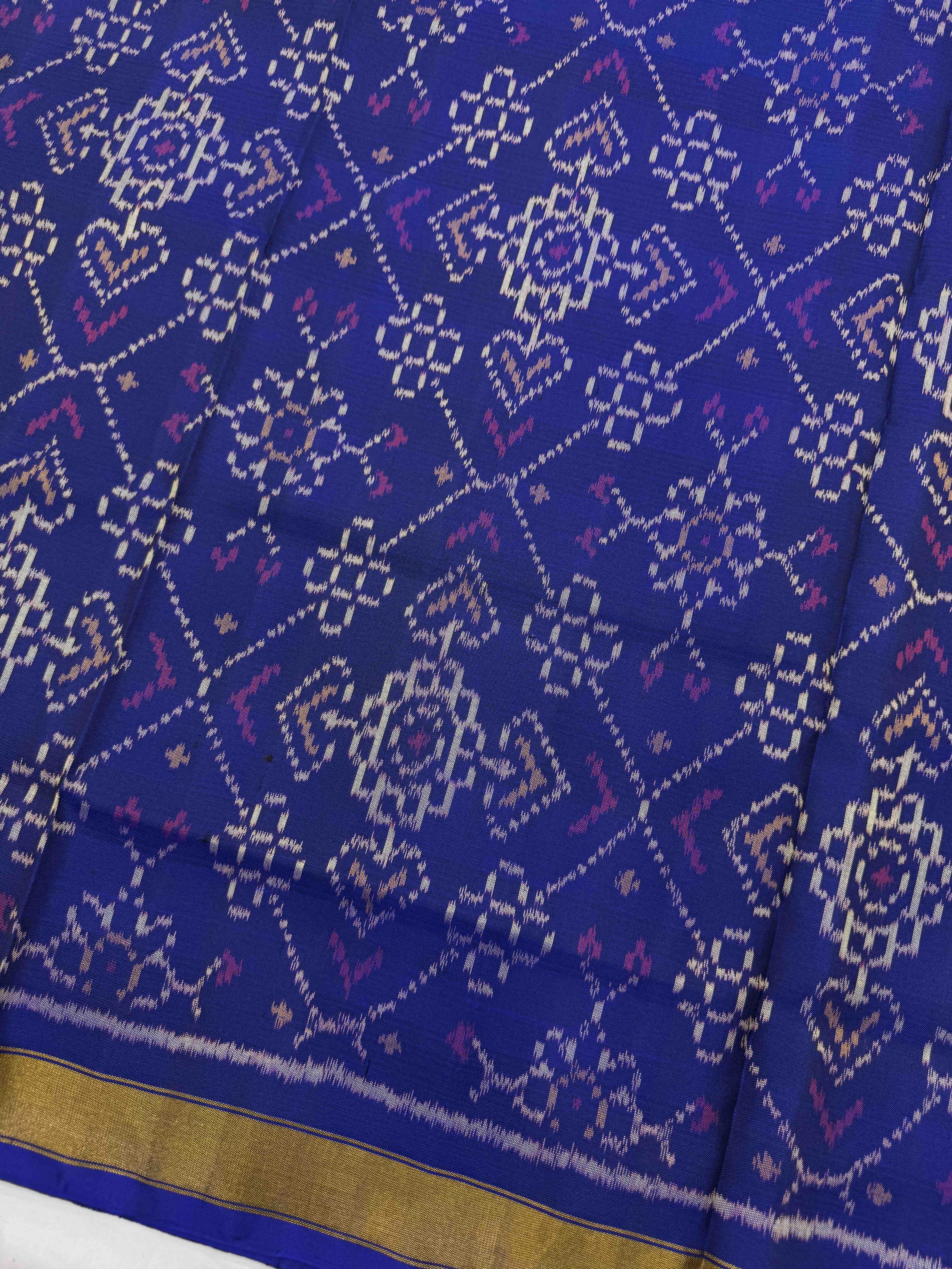 Blue & Purple Manekchowk with Doted Patola Dress