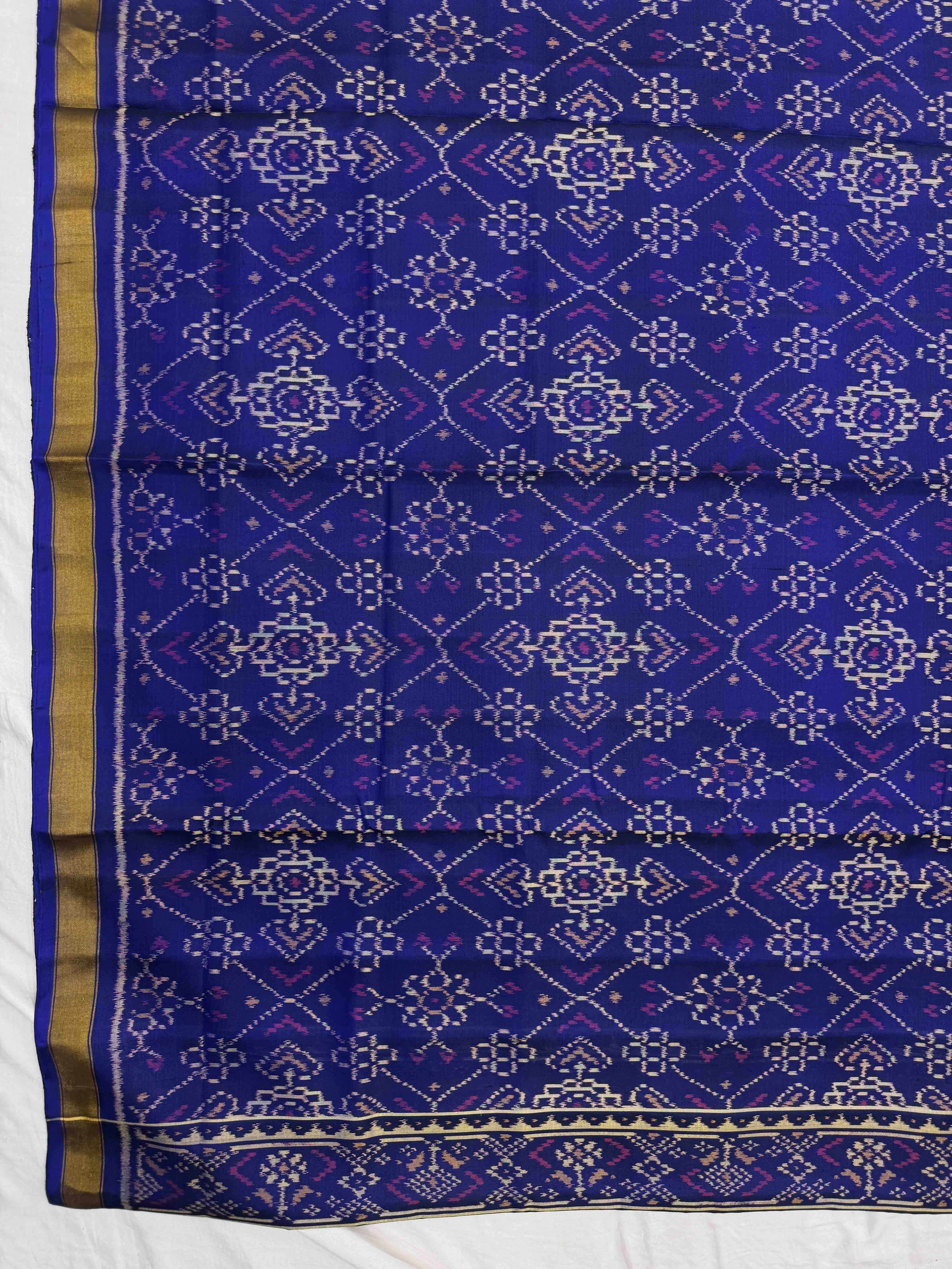Blue & Purple Manekchowk with Doted Patola Dress