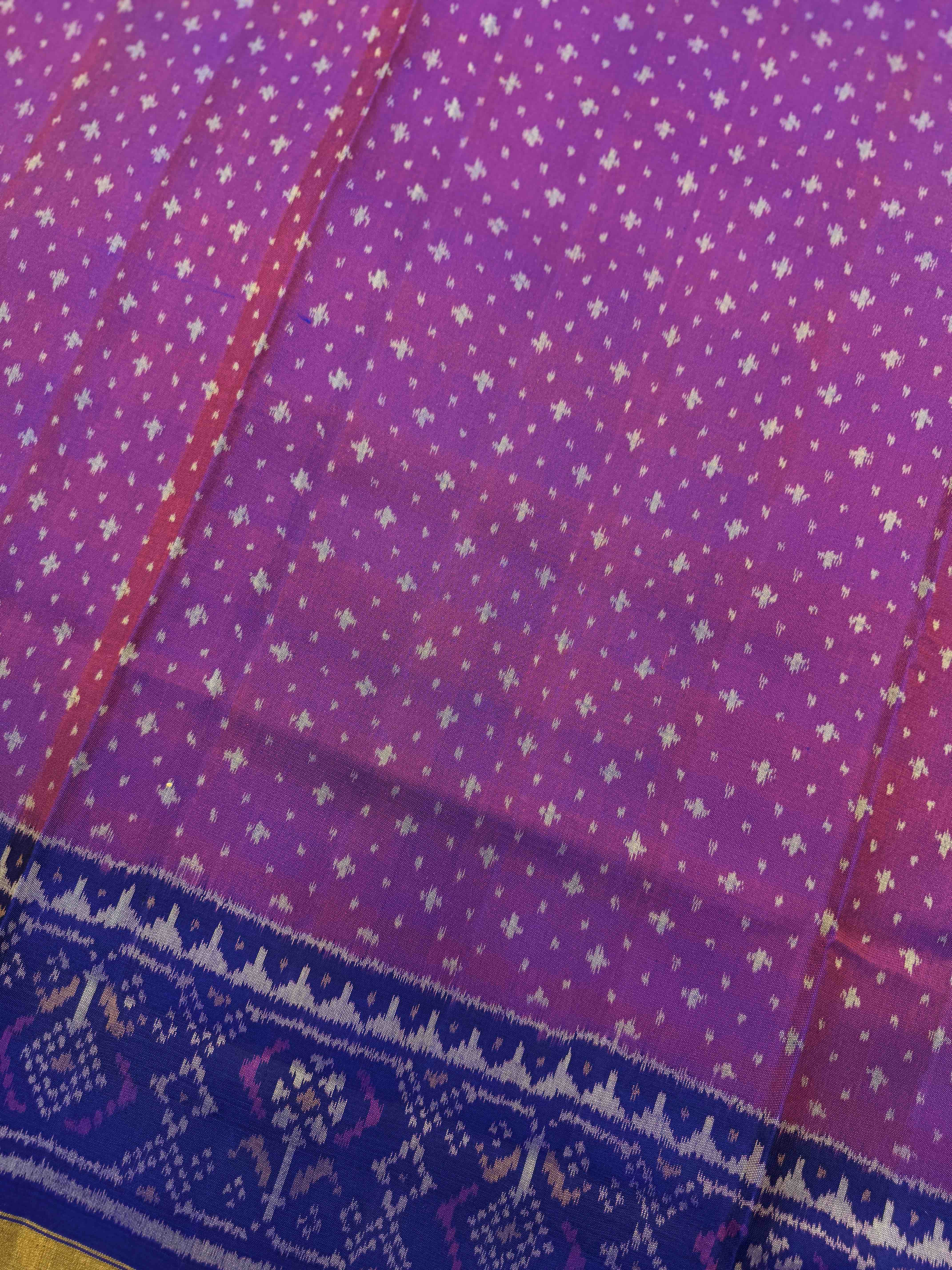 Blue & Purple Manekchowk with Doted Patola Dress