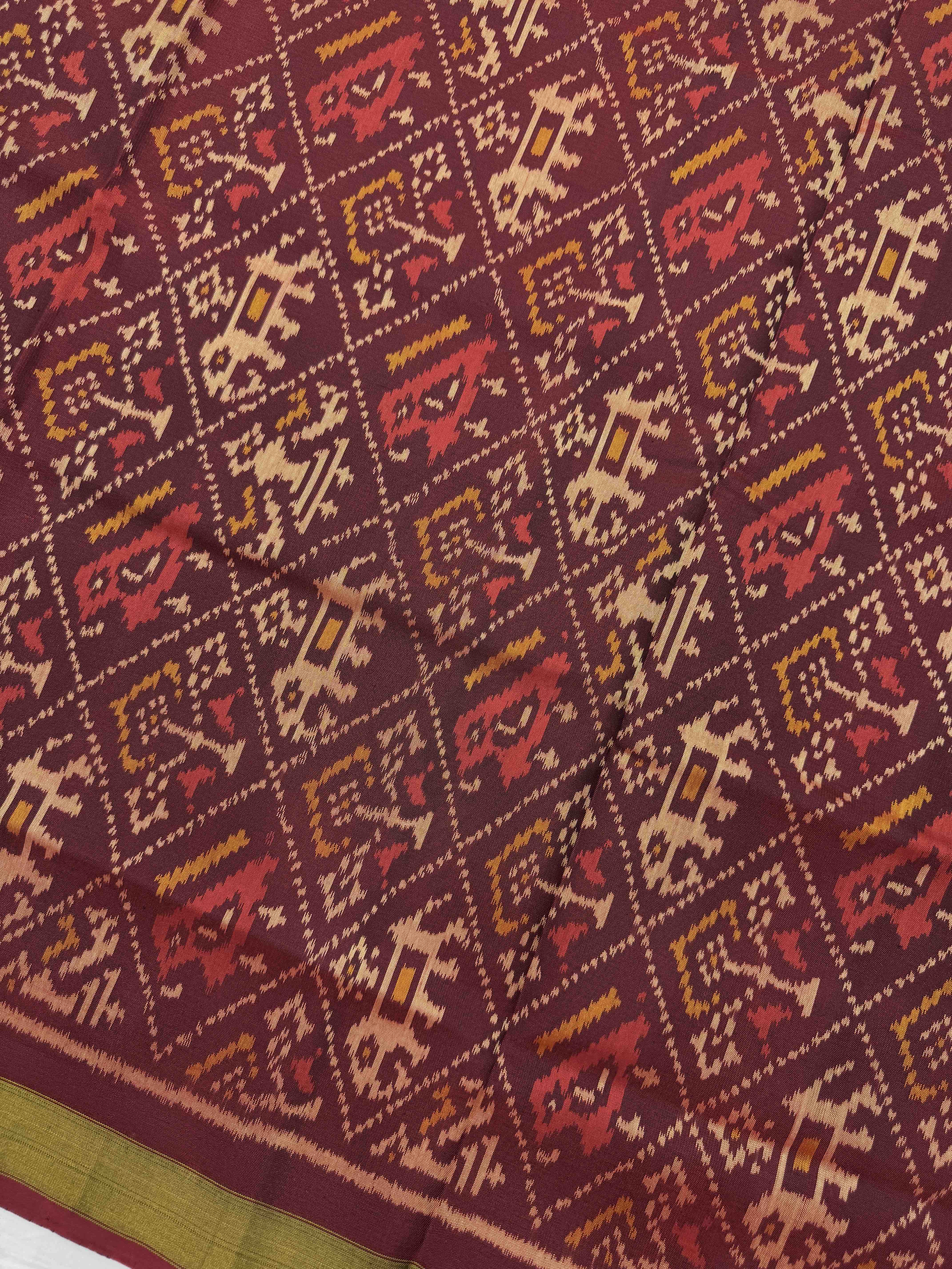 Maroon & Red Narikunj with Zig zag Linging Patola Dress
