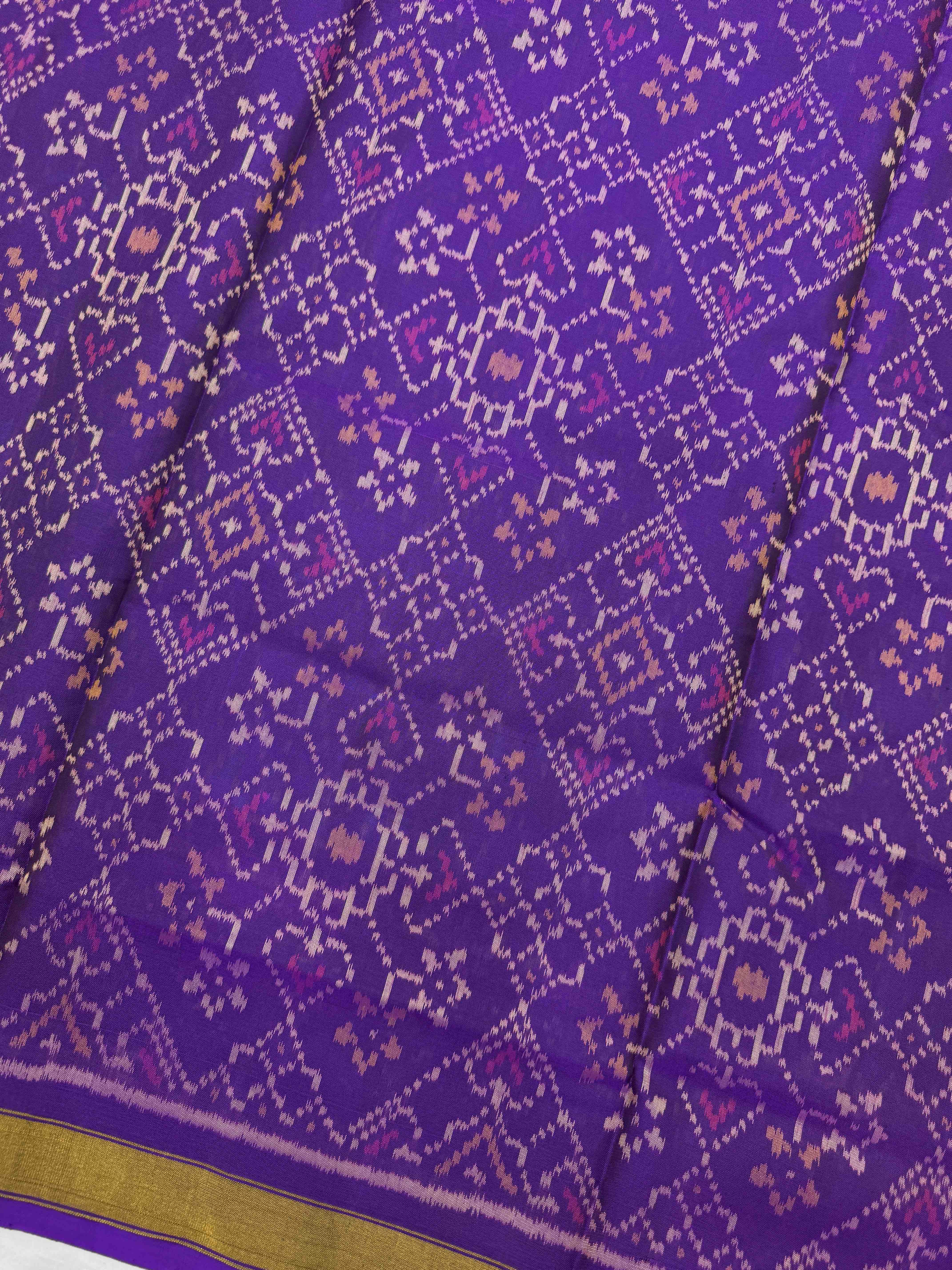 Purple & Sky Blue Navratan Panchanda with Bottonful Patola Dress