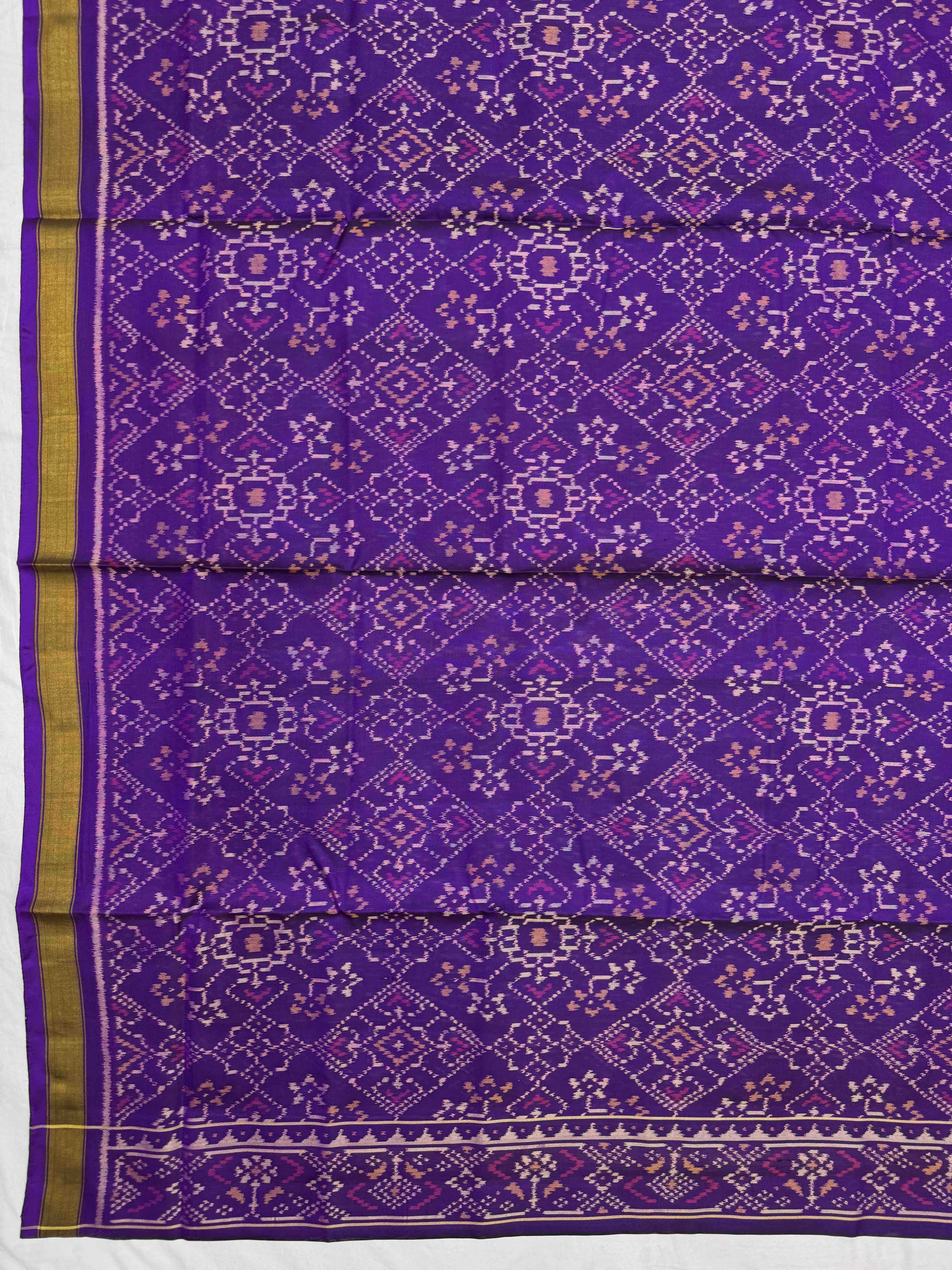 Purple & Sky Blue Navratan Panchanda with Bottonful Patola Dress
