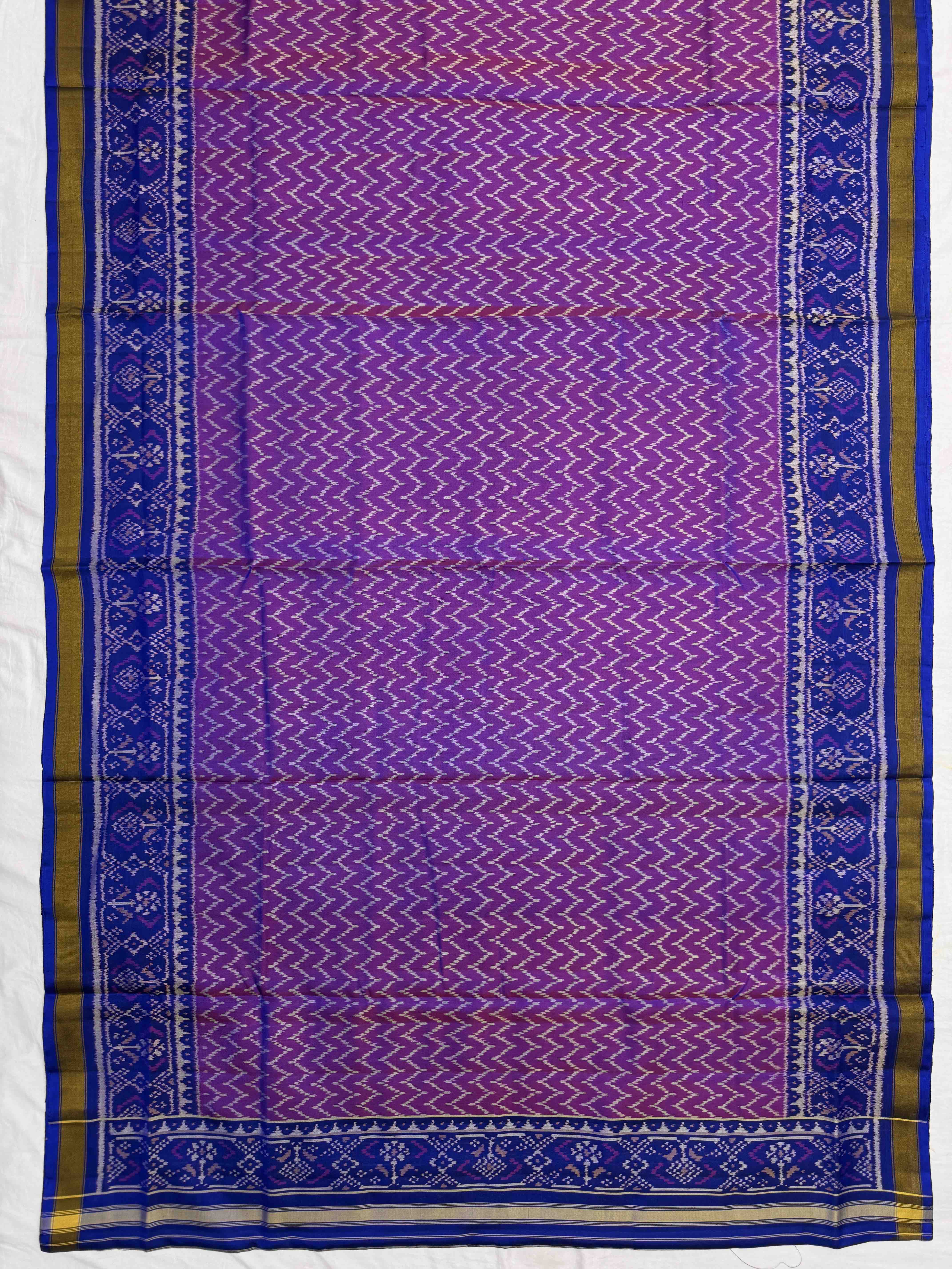 Blue & Purple Panchanda with Zig zag Linging Patola Dress