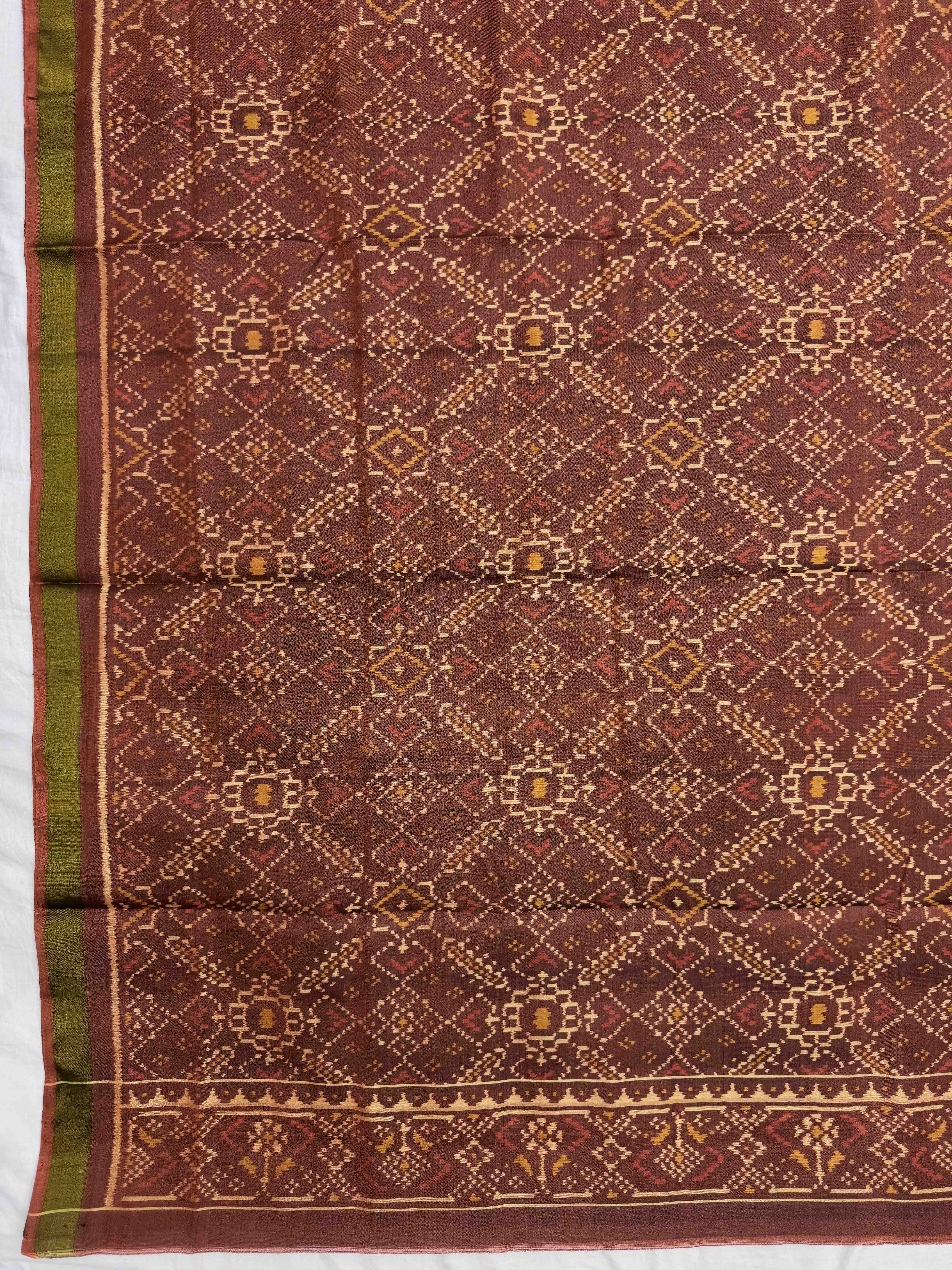 Brown & Rust Manekchowk with Zig zag Linging Patola Dress