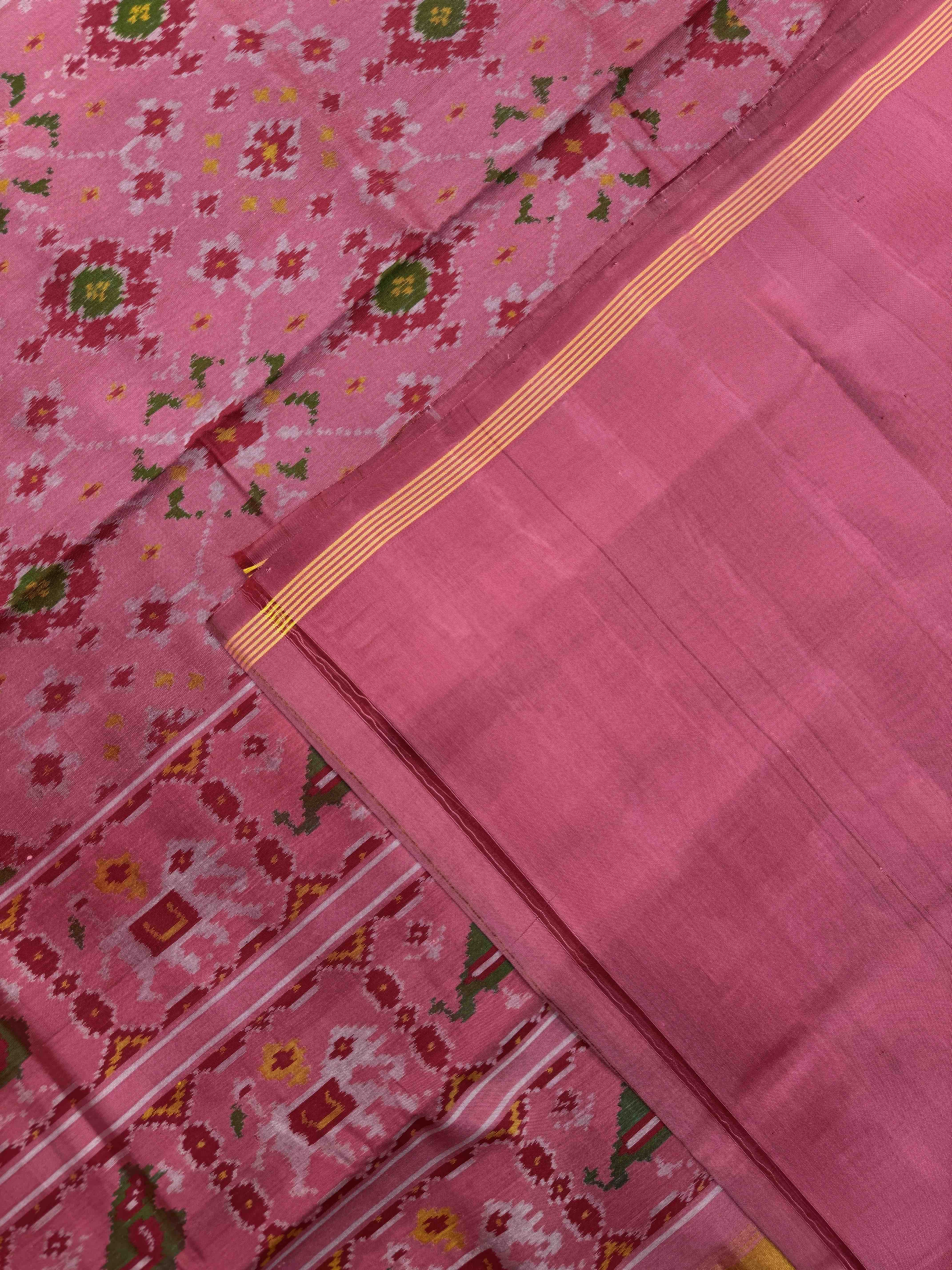 Light Pink Navratan Single Ikat Patan Patola Saree