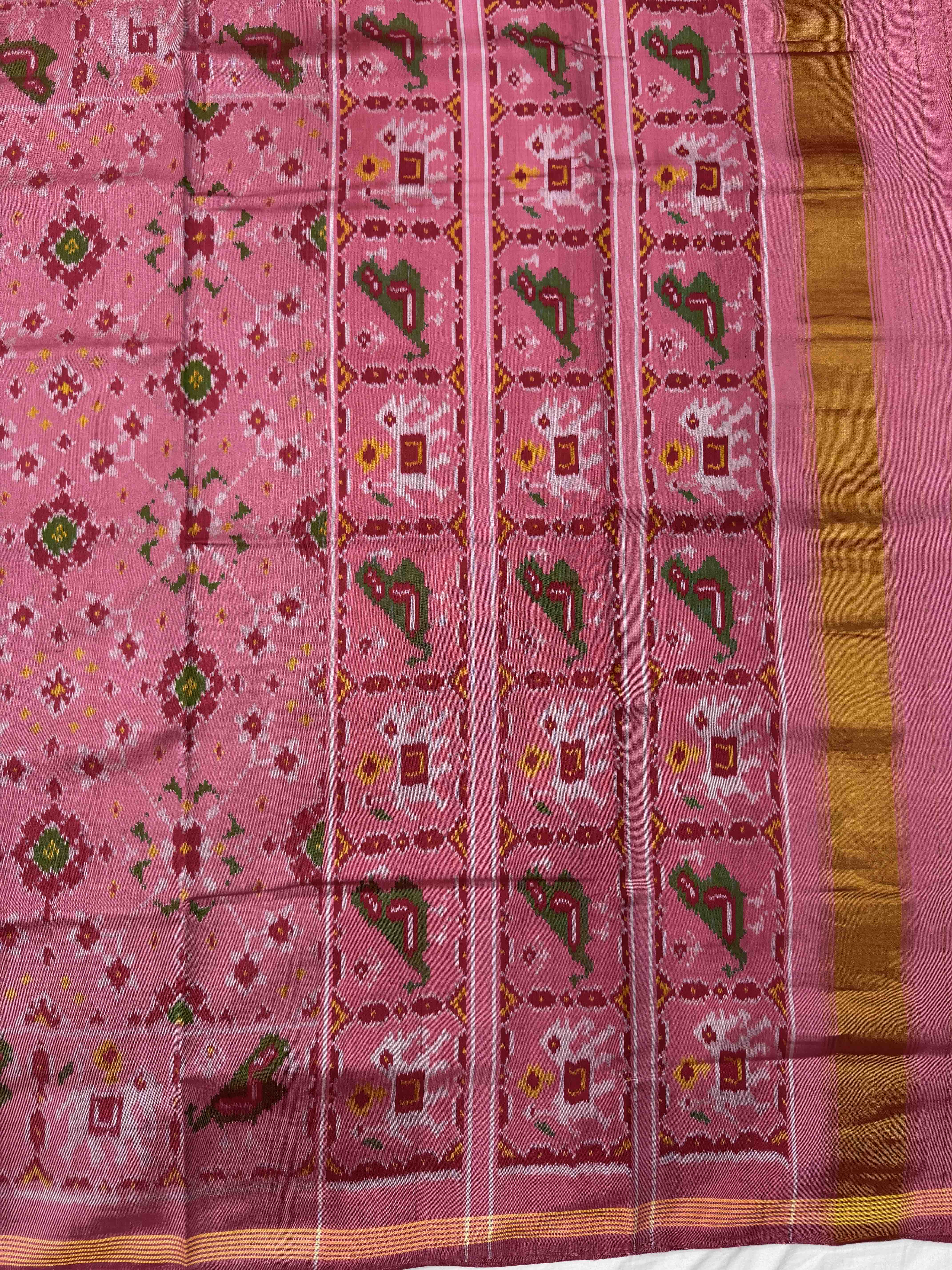 Light Pink Navratan Single Ikat Patan Patola Saree