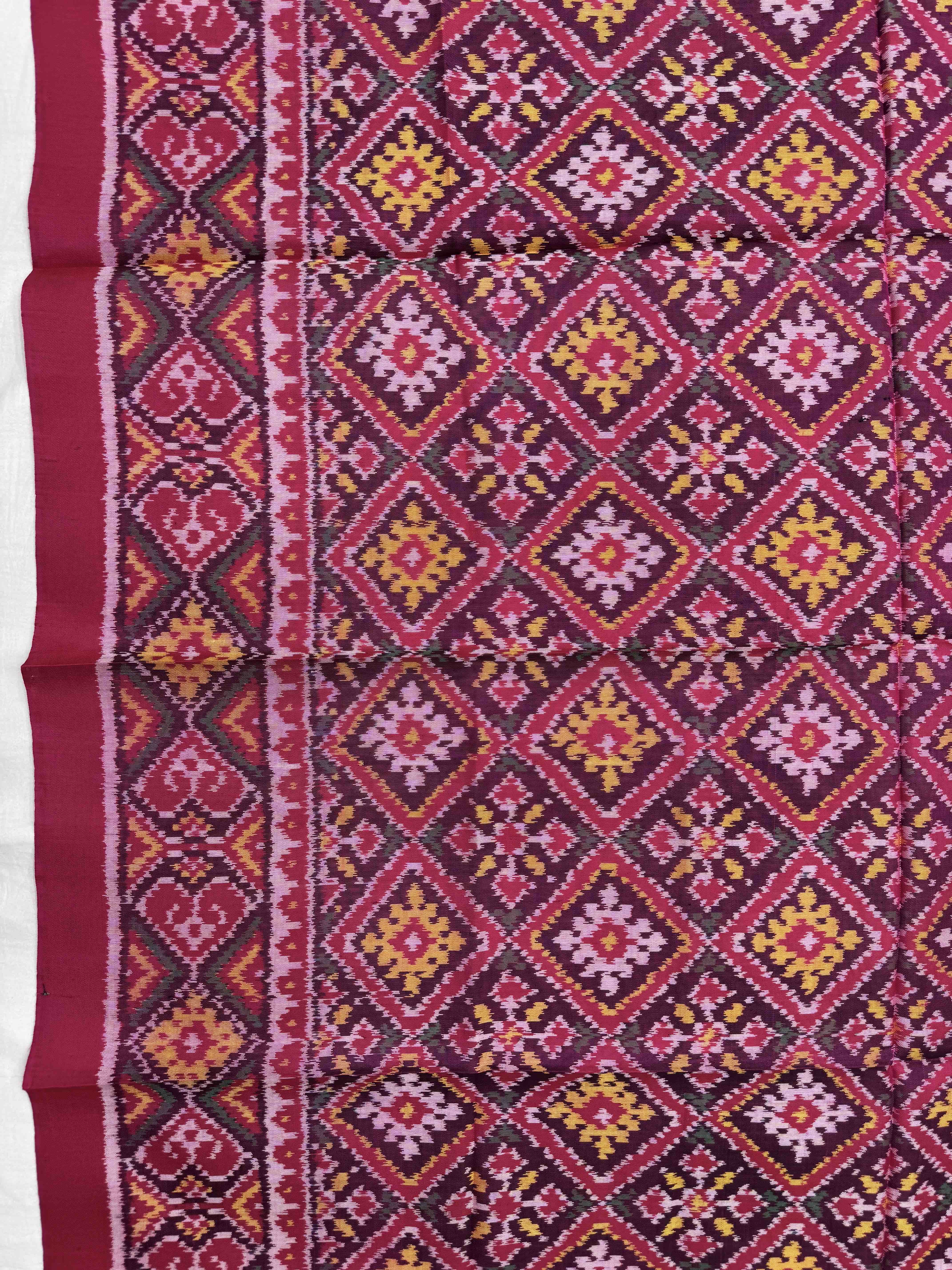 Pink Panchanda Semi Double Ikat Patola Blouse Piece