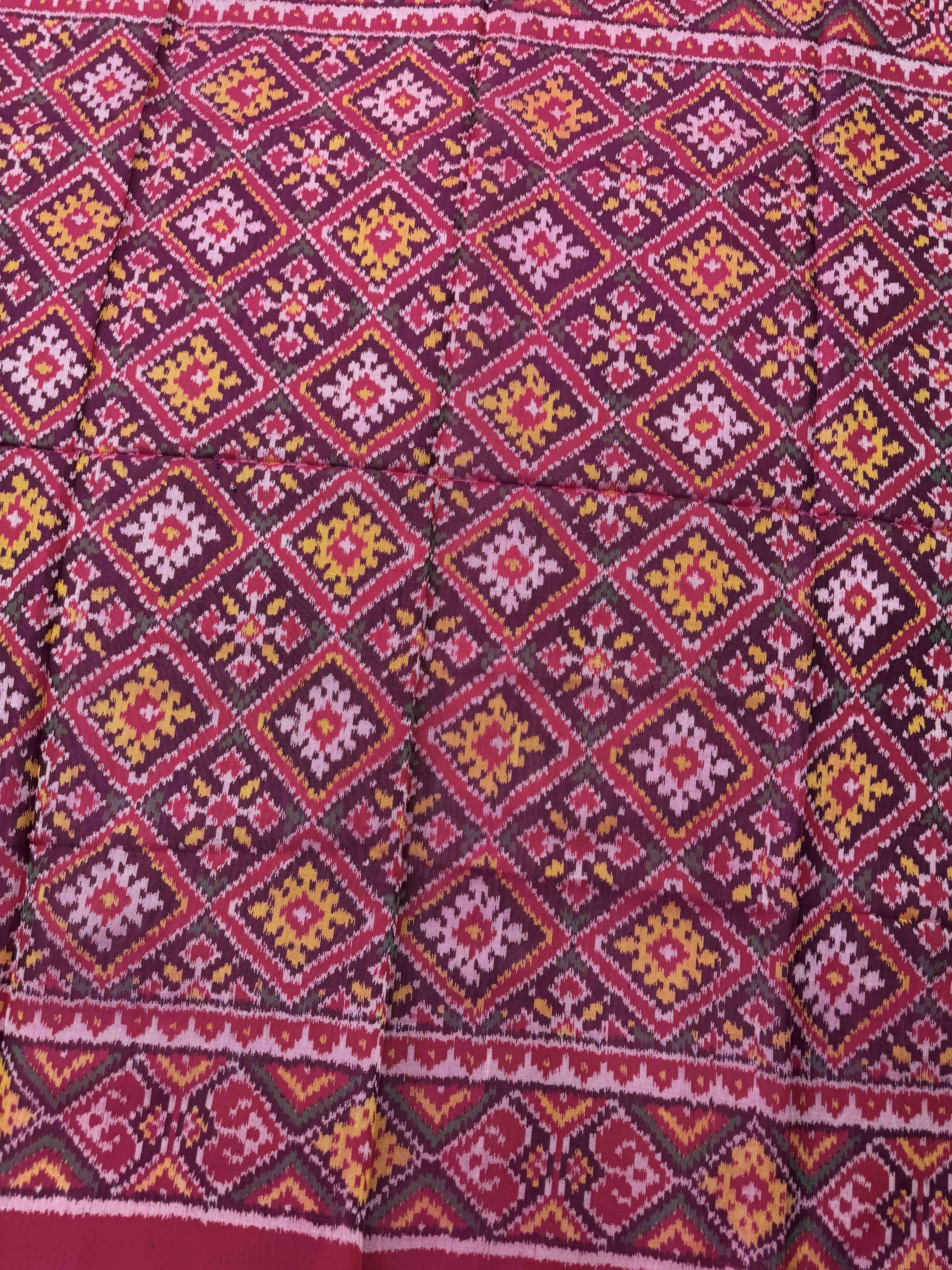 Pink Panchanda Semi Double Ikat Patola Blouse Piece
