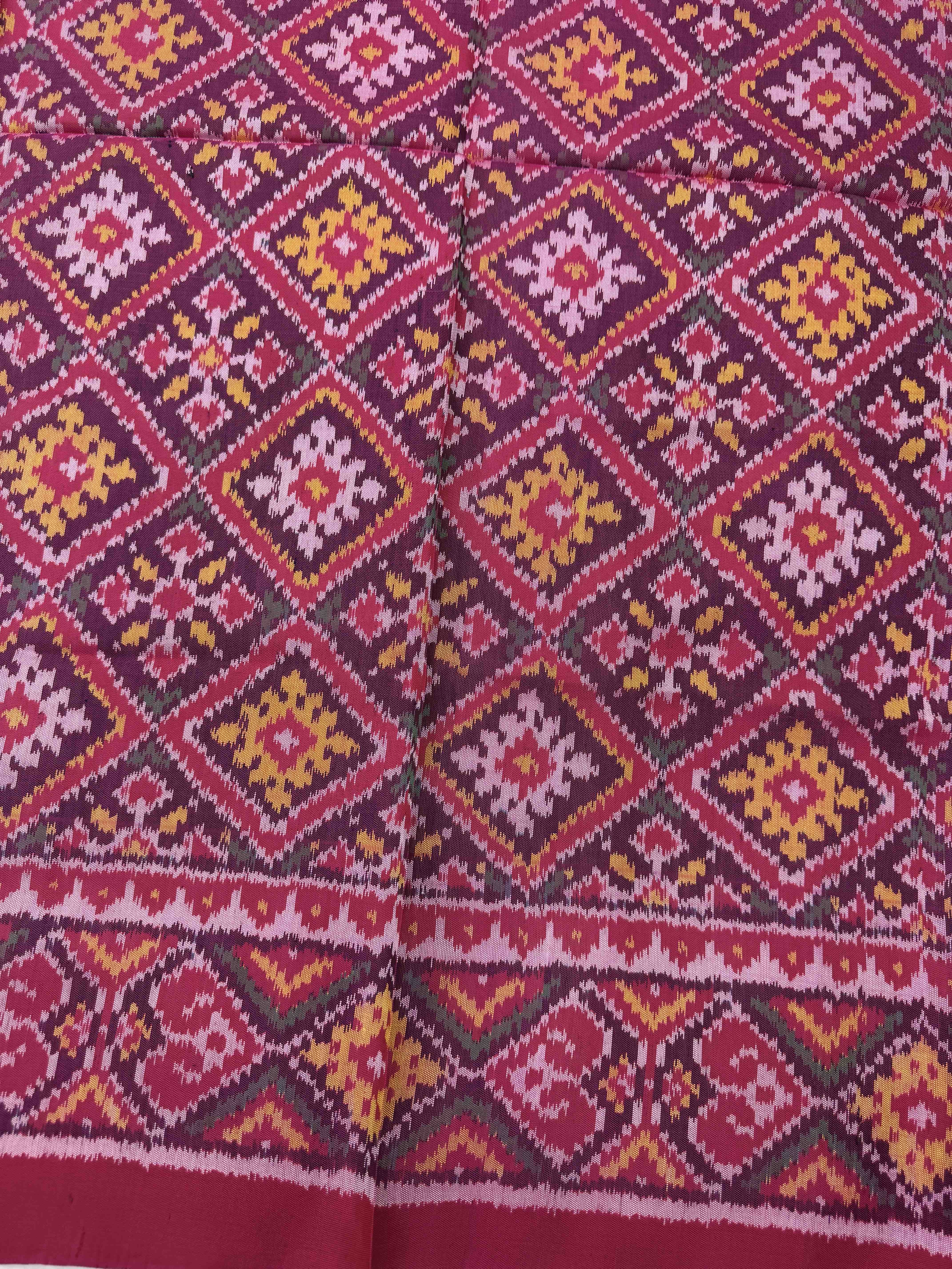 Pink Panchanda Semi Double Ikat Patola Blouse Piece