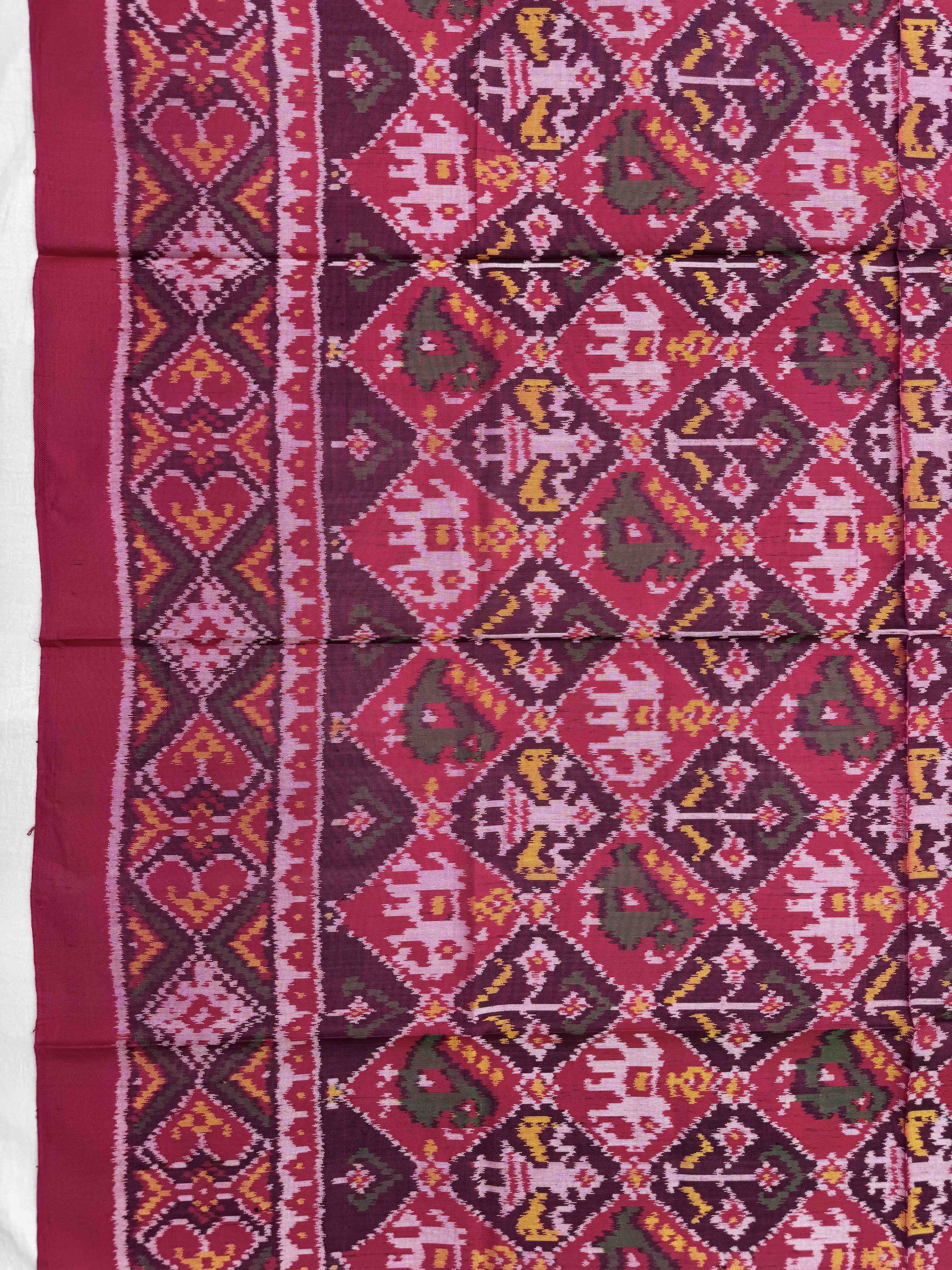 Pink & Purple Narikunj Semi Double Ikat Patola Blouse Piece
