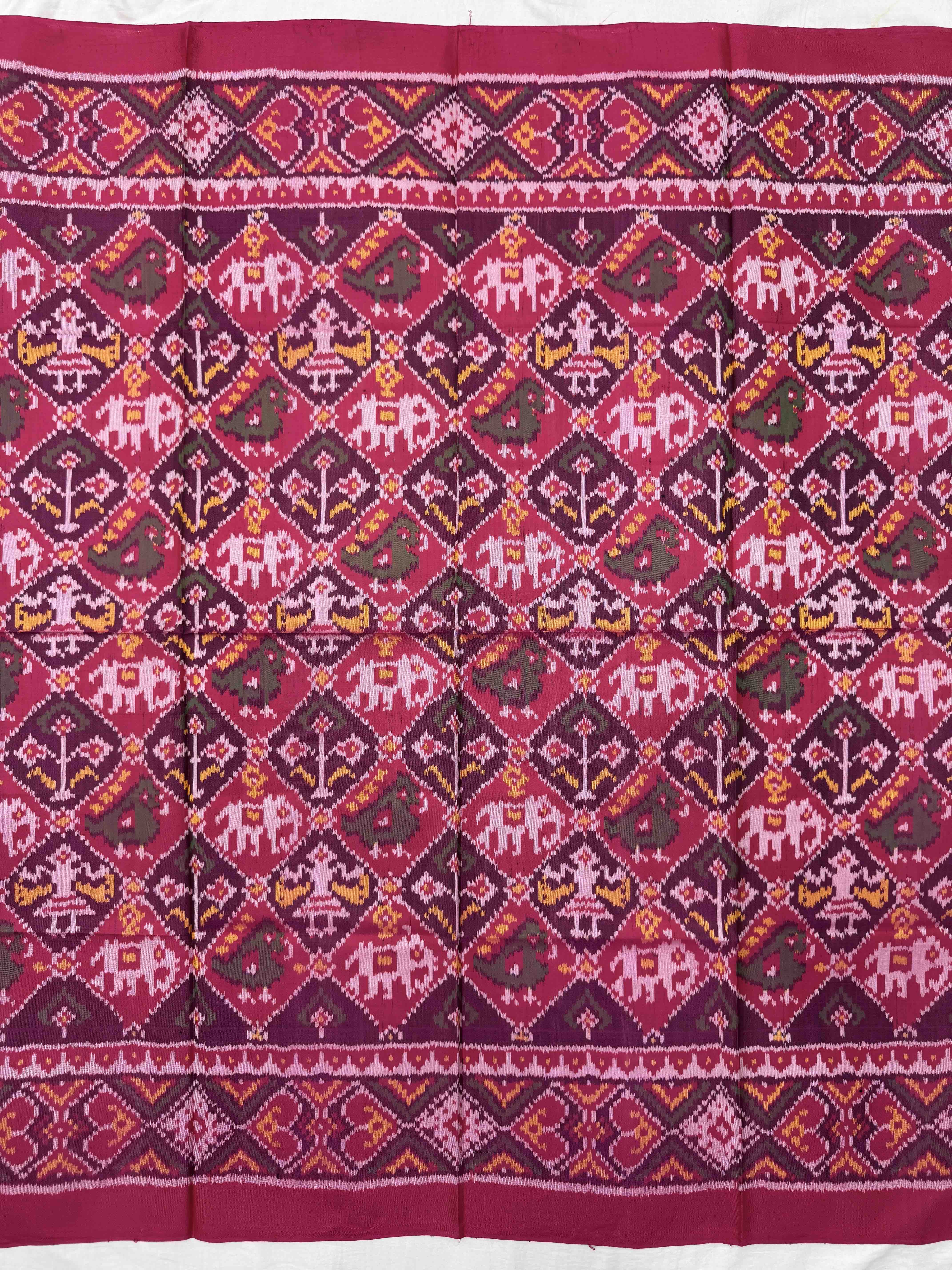 Pink & Purple Narikunj Semi Double Ikat Patola Blouse Piece