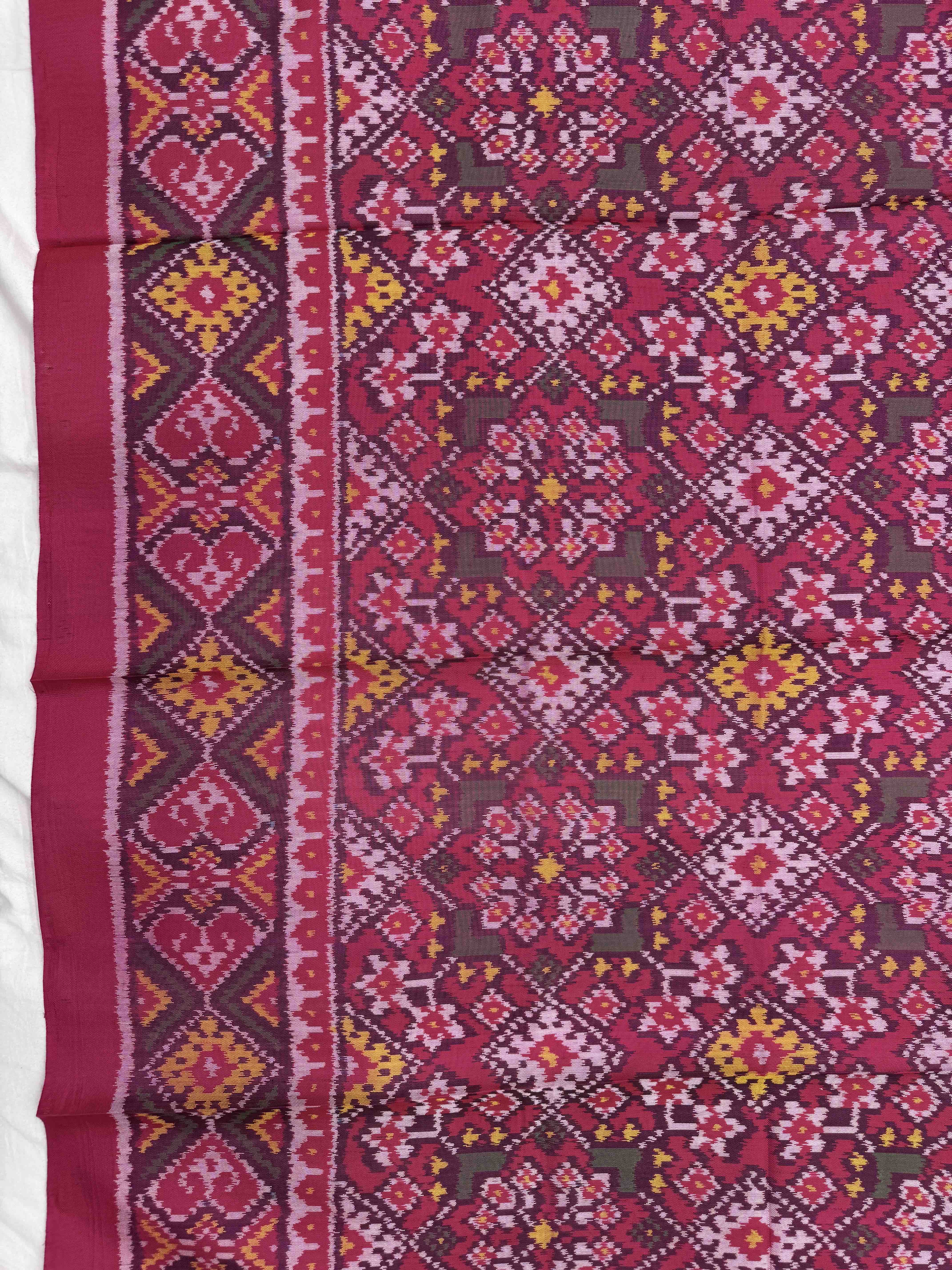 Pink & Purple Navratan Panchanda Semi Double Ikat Patola Blouse Piece