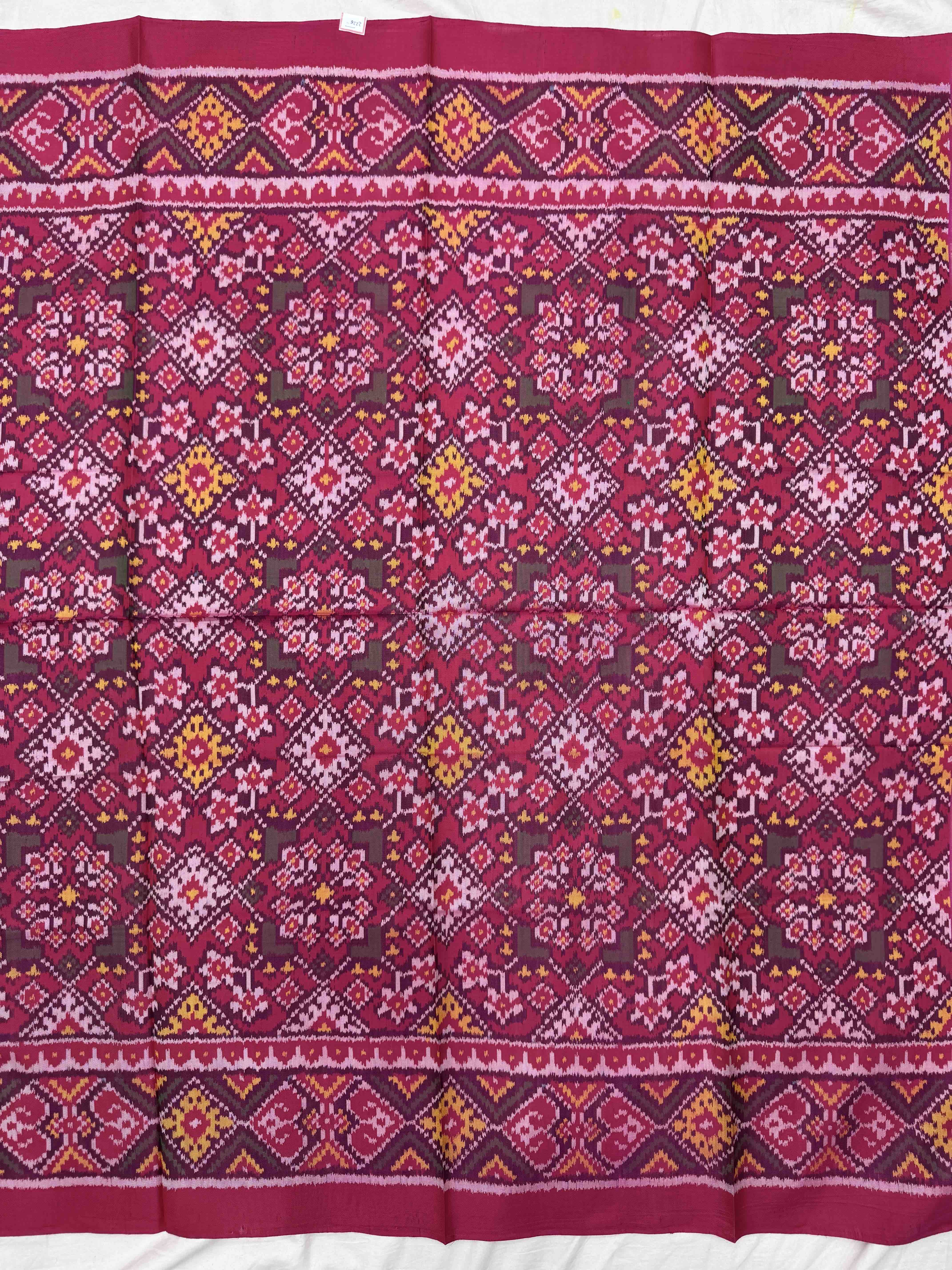 Pink & Purple Navratan Panchanda Semi Double Ikat Patola Blouse Piece