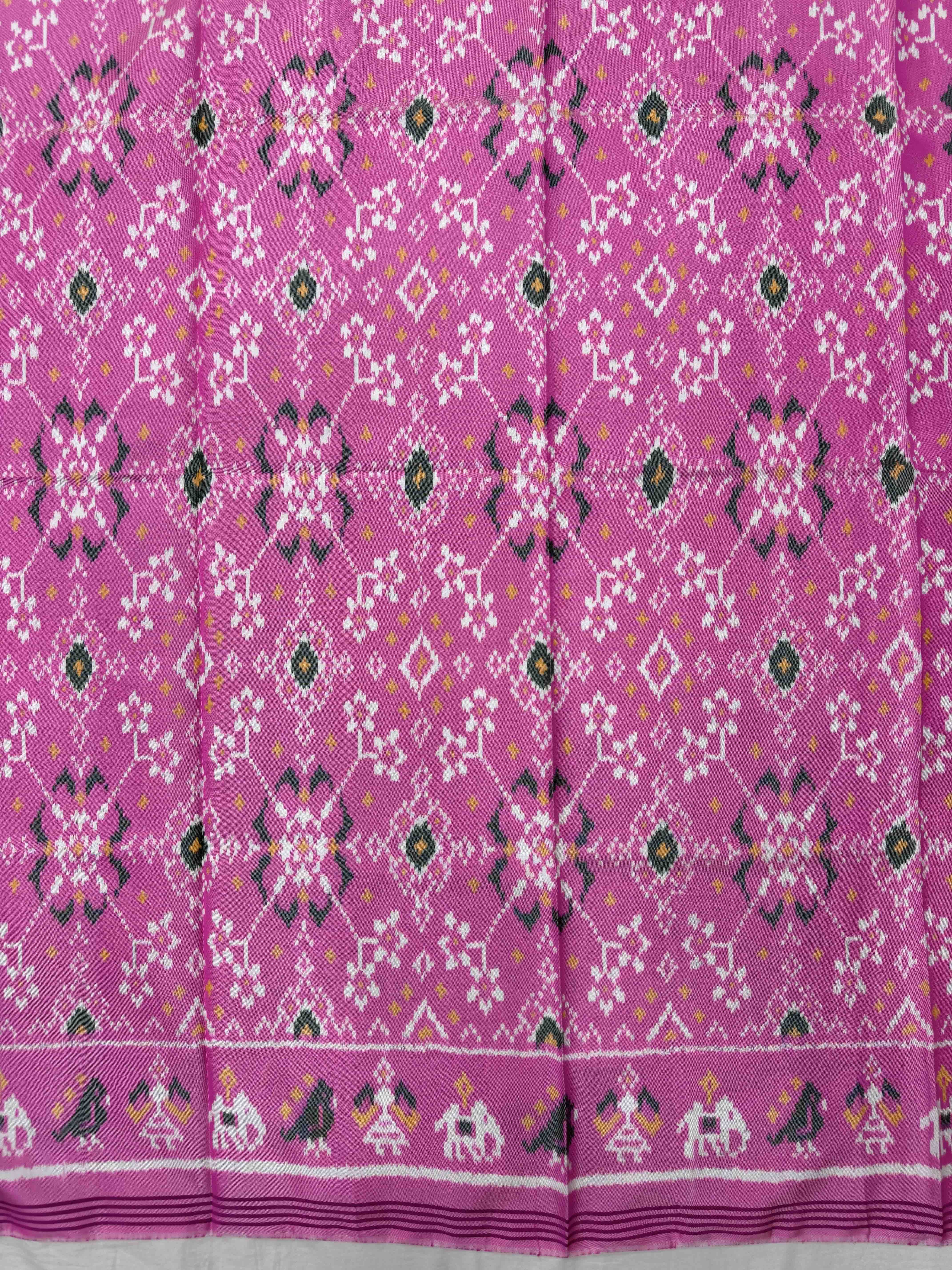 Light Pink Navratan Semi Double Ikat Patola Blouse Piece