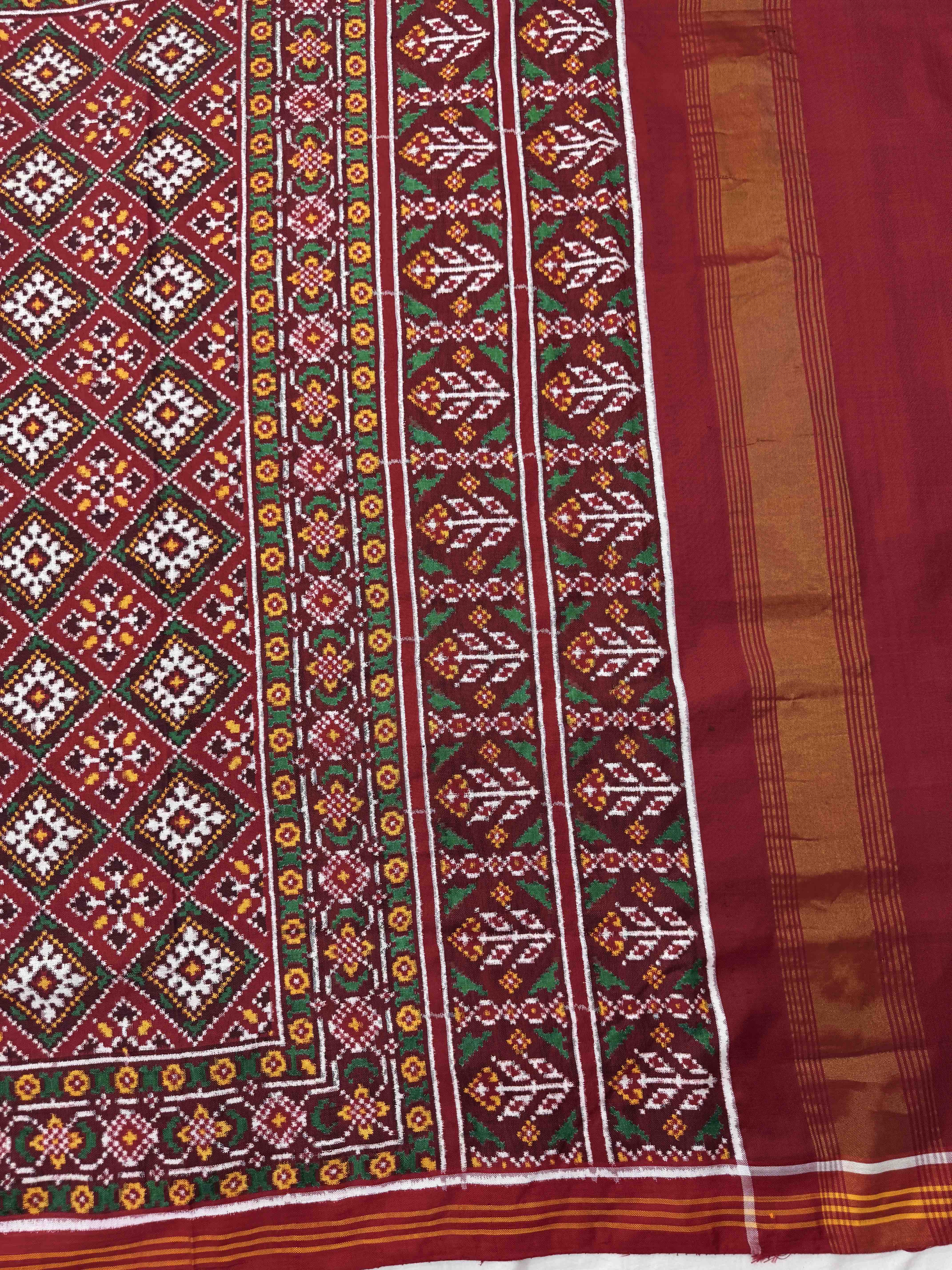 Red Panchanda Double Ikat Patan Patola Saree