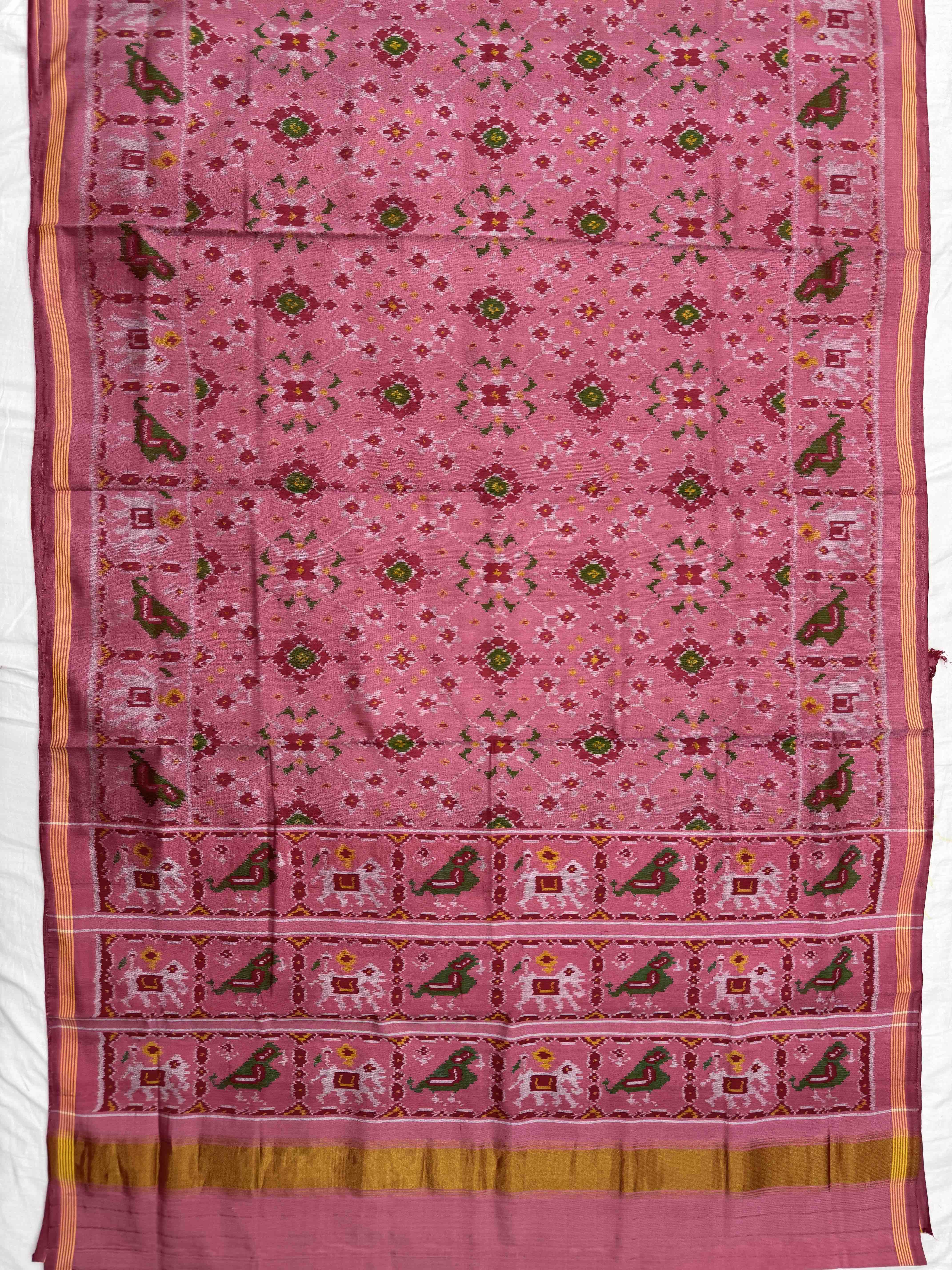 Light Pink Navratan Single Ikat Patan Patola Saree