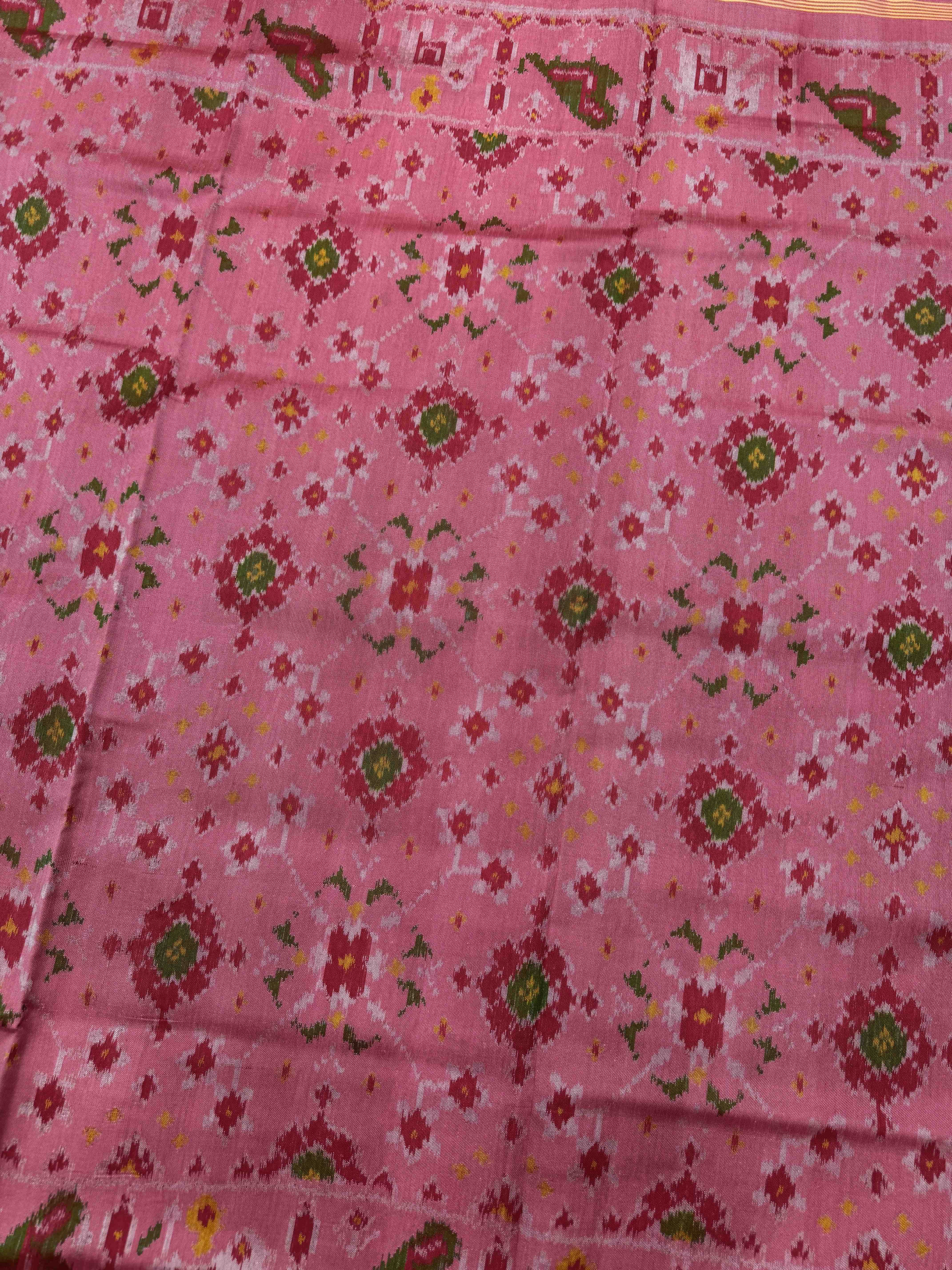 Light Pink Navratan Single Ikat Patan Patola Saree