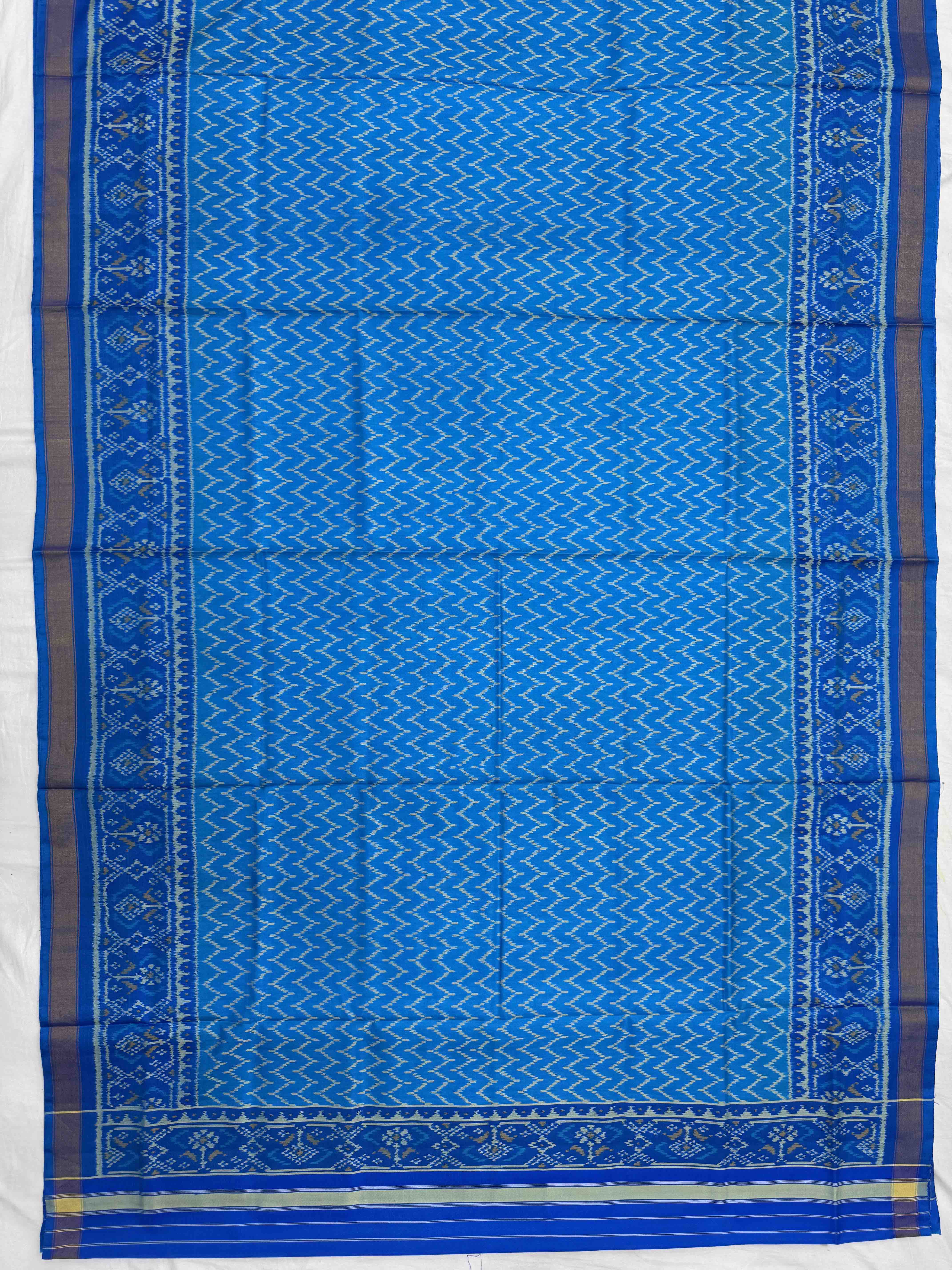 Sky Blue Narikunj with Zig zag Linging Patola Dress